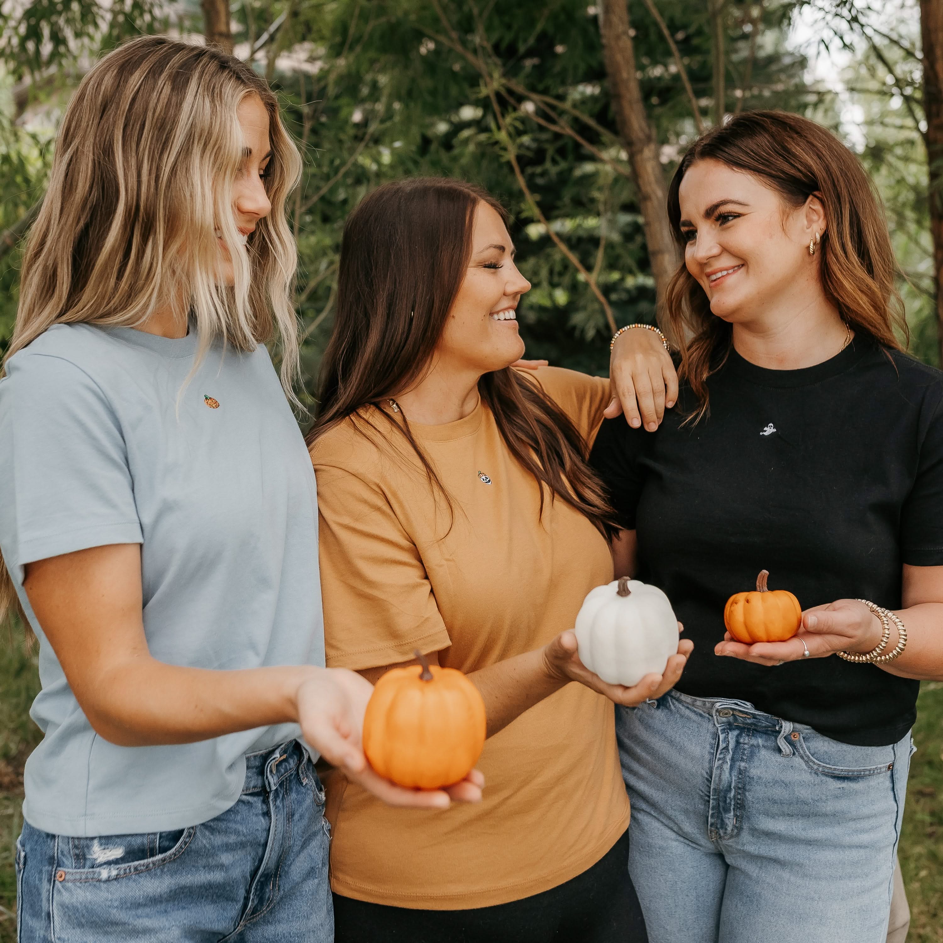 Halloween Mini Symbols - Embroidered Women’s Everyday Tee Little Mama Shirt Shop