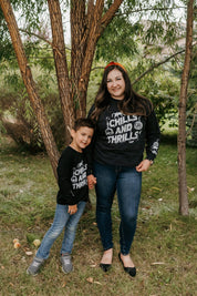 Chills and Thrills - Black Long Sleeve Comfort Colors Tee Little Mama Shirt Shop