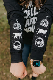 Chills and Thrills - Black Long Sleeve Comfort Colors Tee Little Mama Shirt Shop