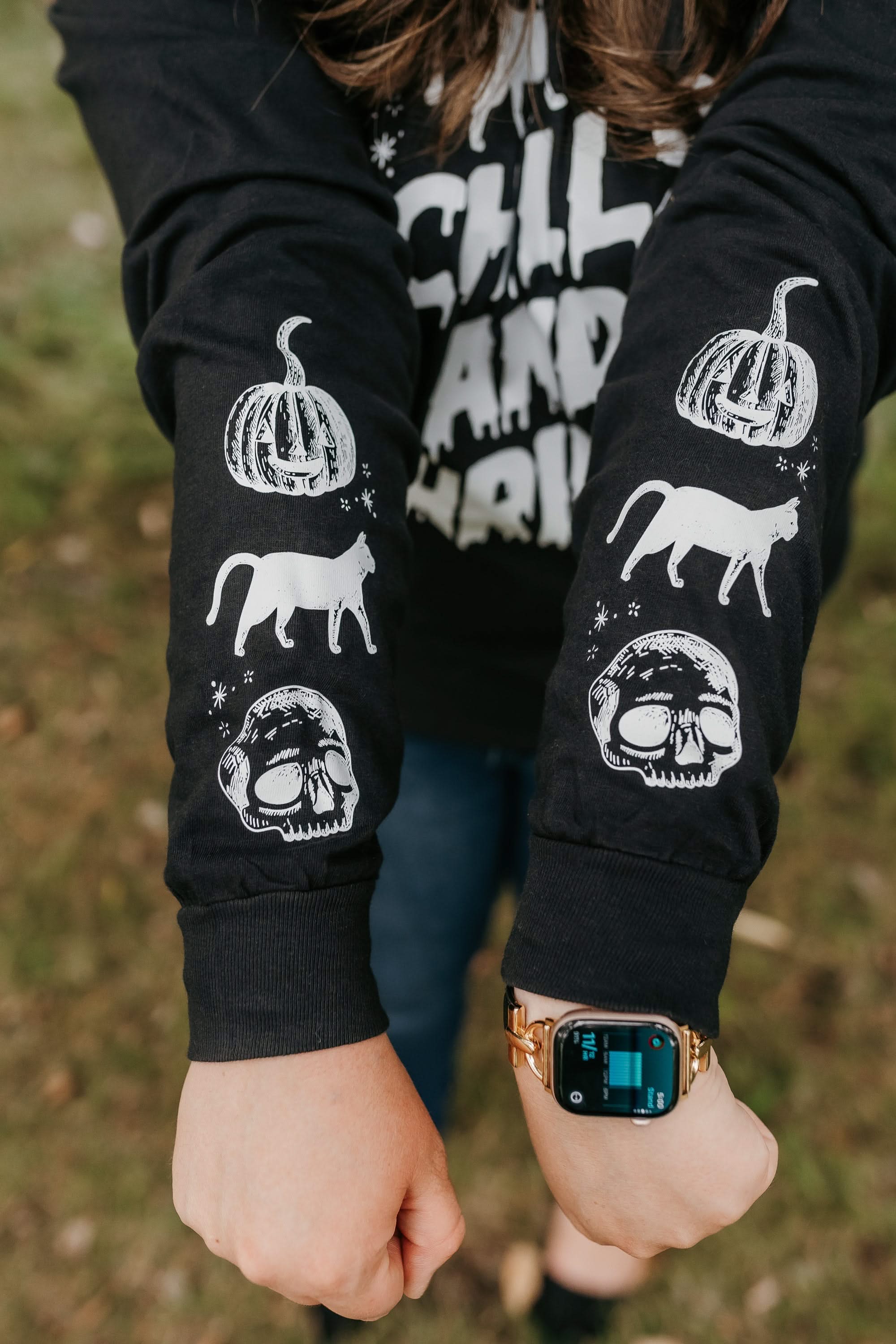 Chills and Thrills - Black Long Sleeve Comfort Colors Tee Little Mama Shirt Shop