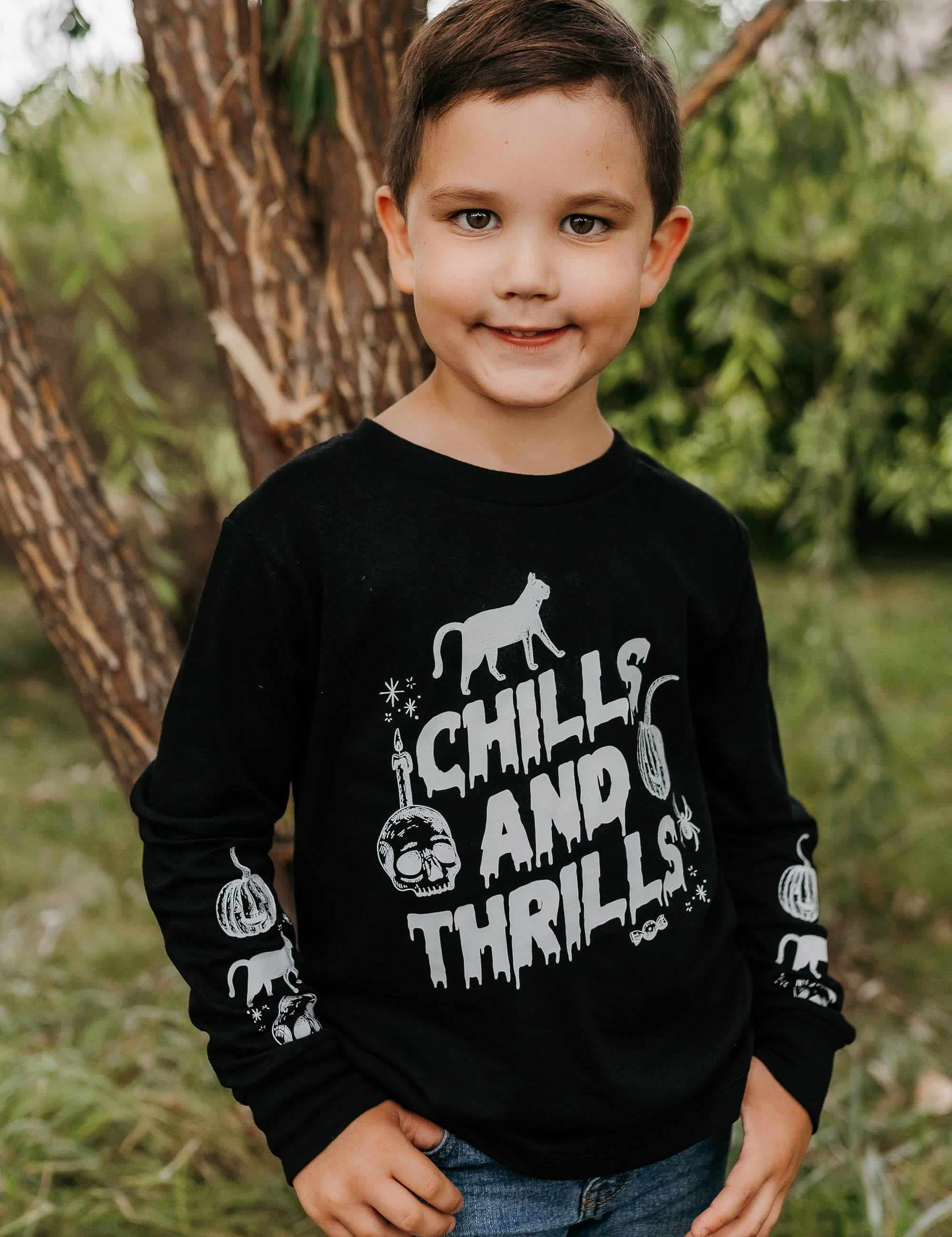 Chills and Thrills - Black Child Long Sleeve Tee Little Mama Shirt Shop
