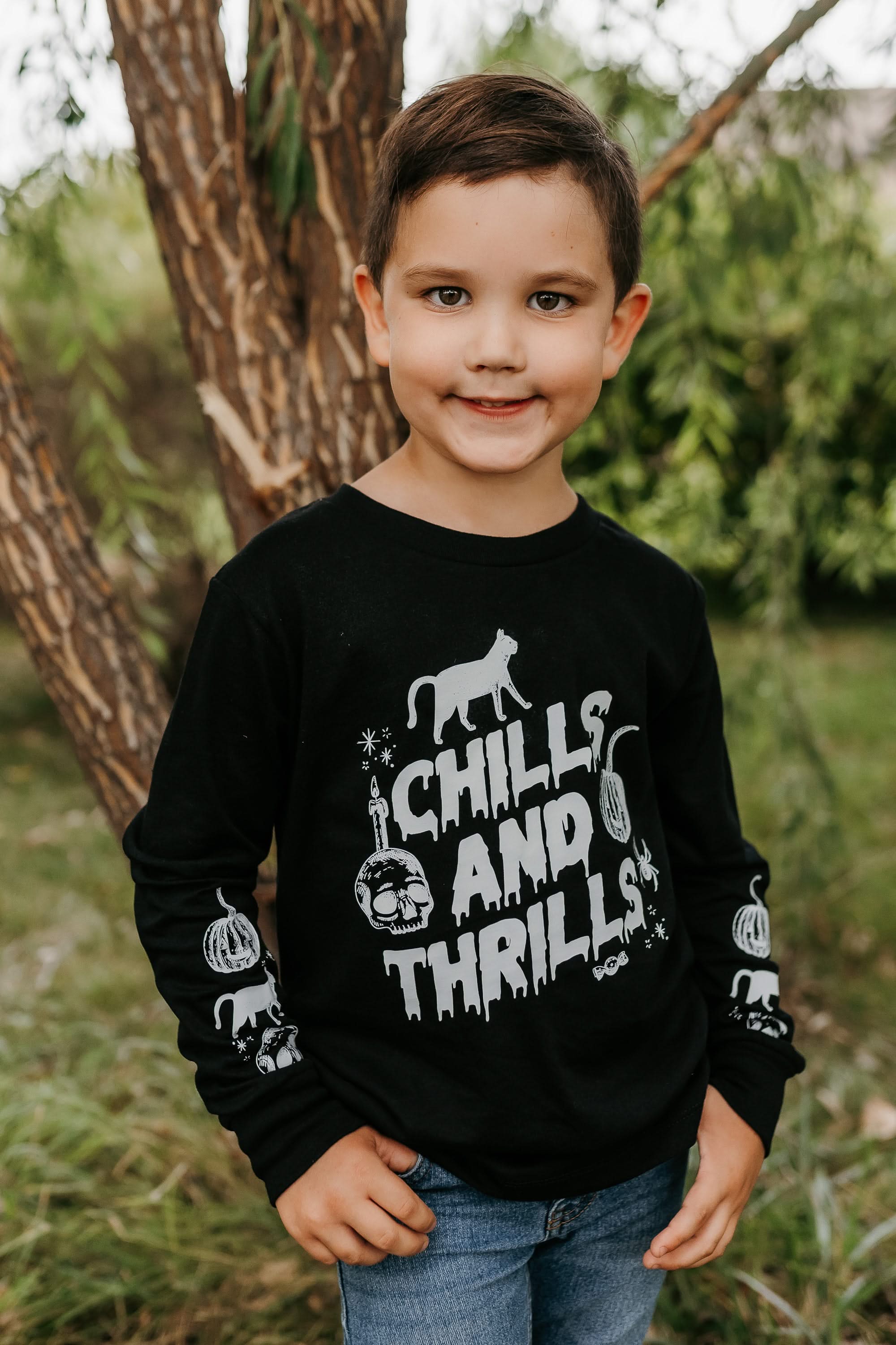 Chills and Thrills - Black Child Long Sleeve Tee Little Mama Shirt Shop