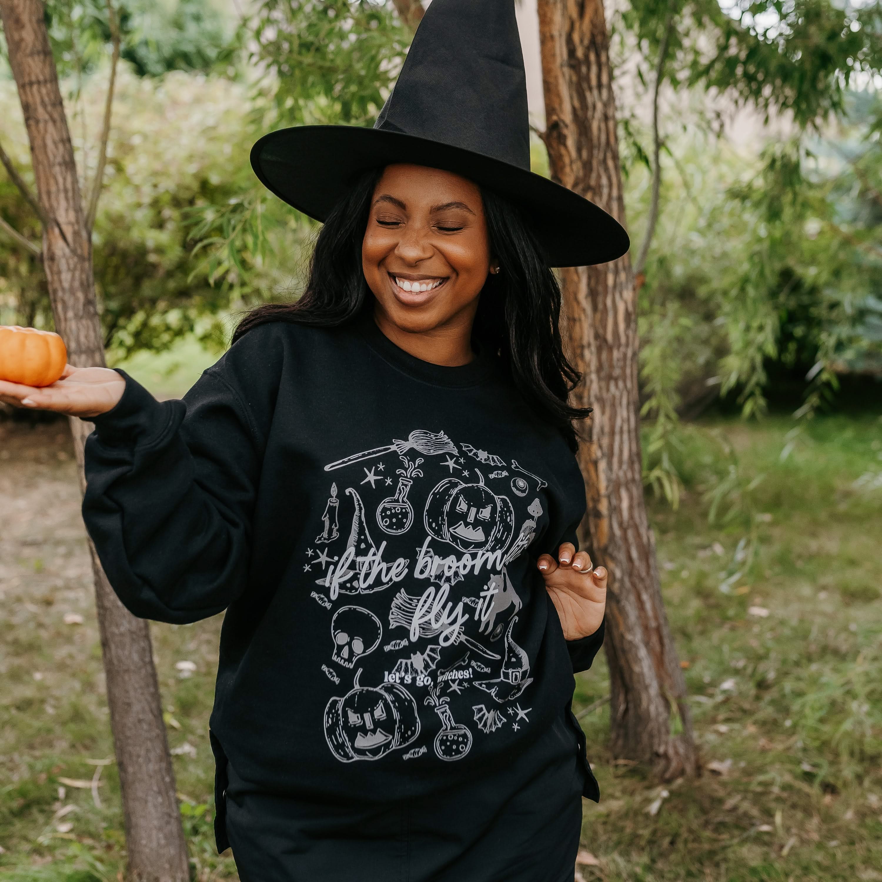 If The Broom Fits, Fly It - Black Basic Fleece Little Mama Shirt Shop LLC
