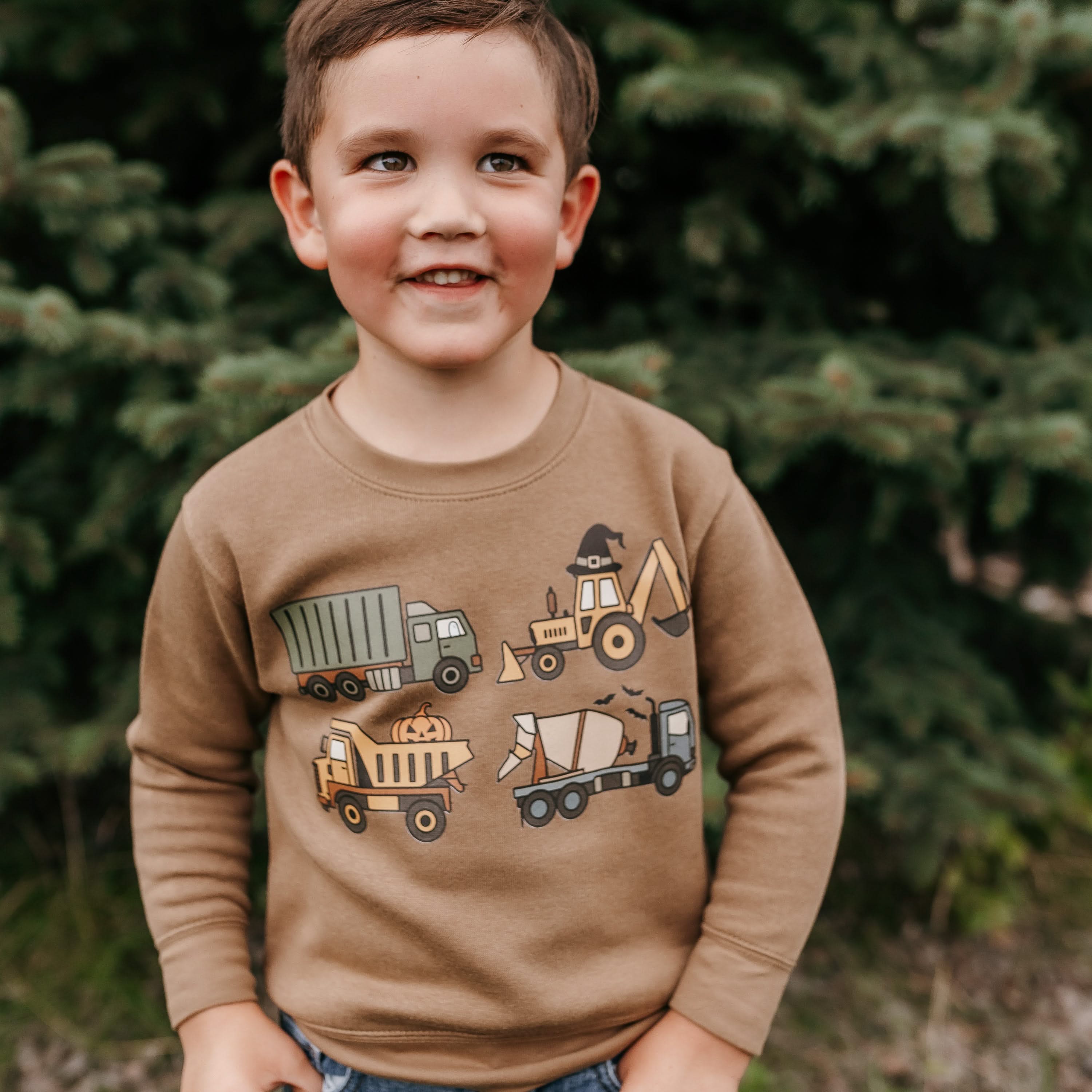 Spooky Construction Trucks - Child Sweater Little Mama Shirt Shop