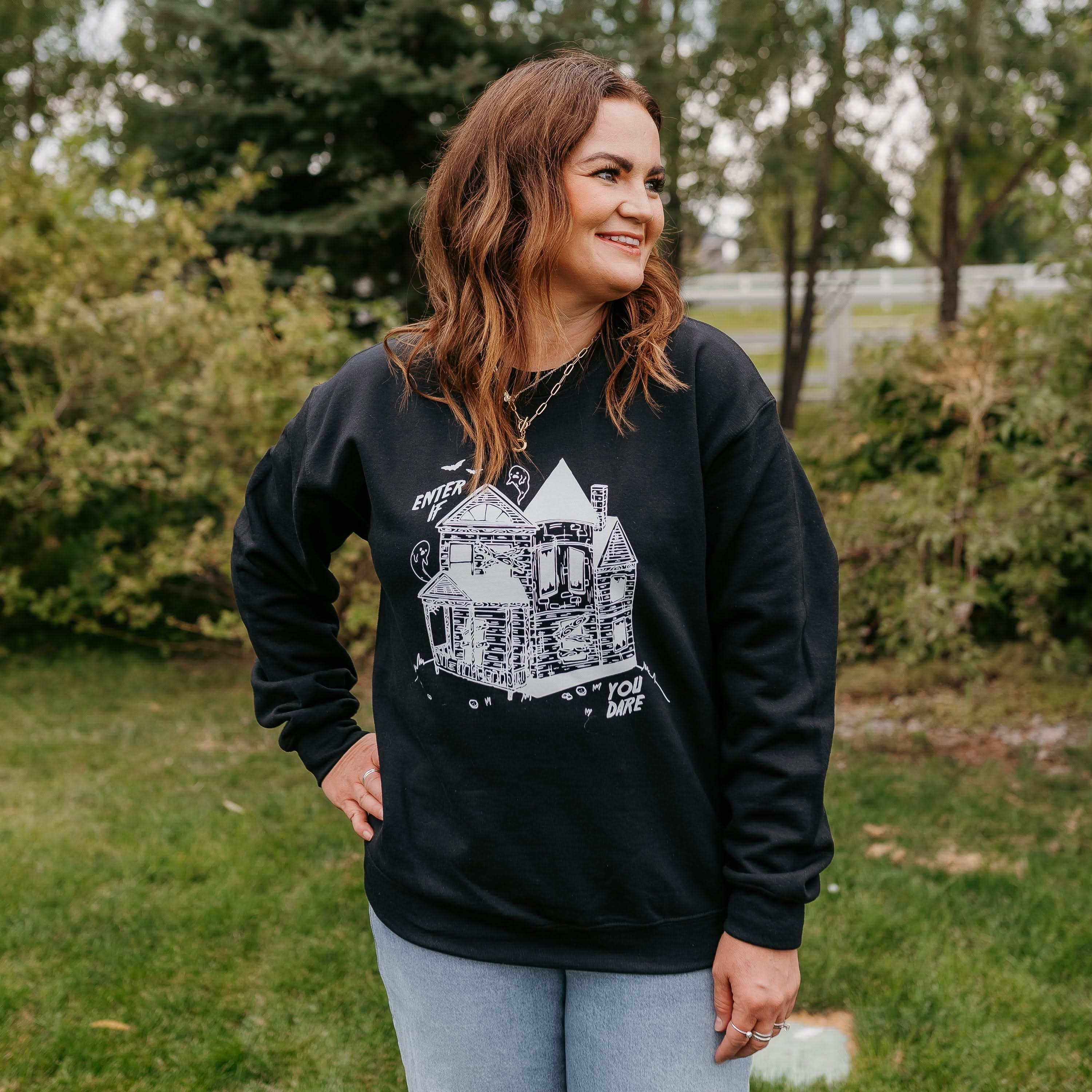 Enter If You Dare - Black Basic Fleece Little Mama Shirt Shop LLC