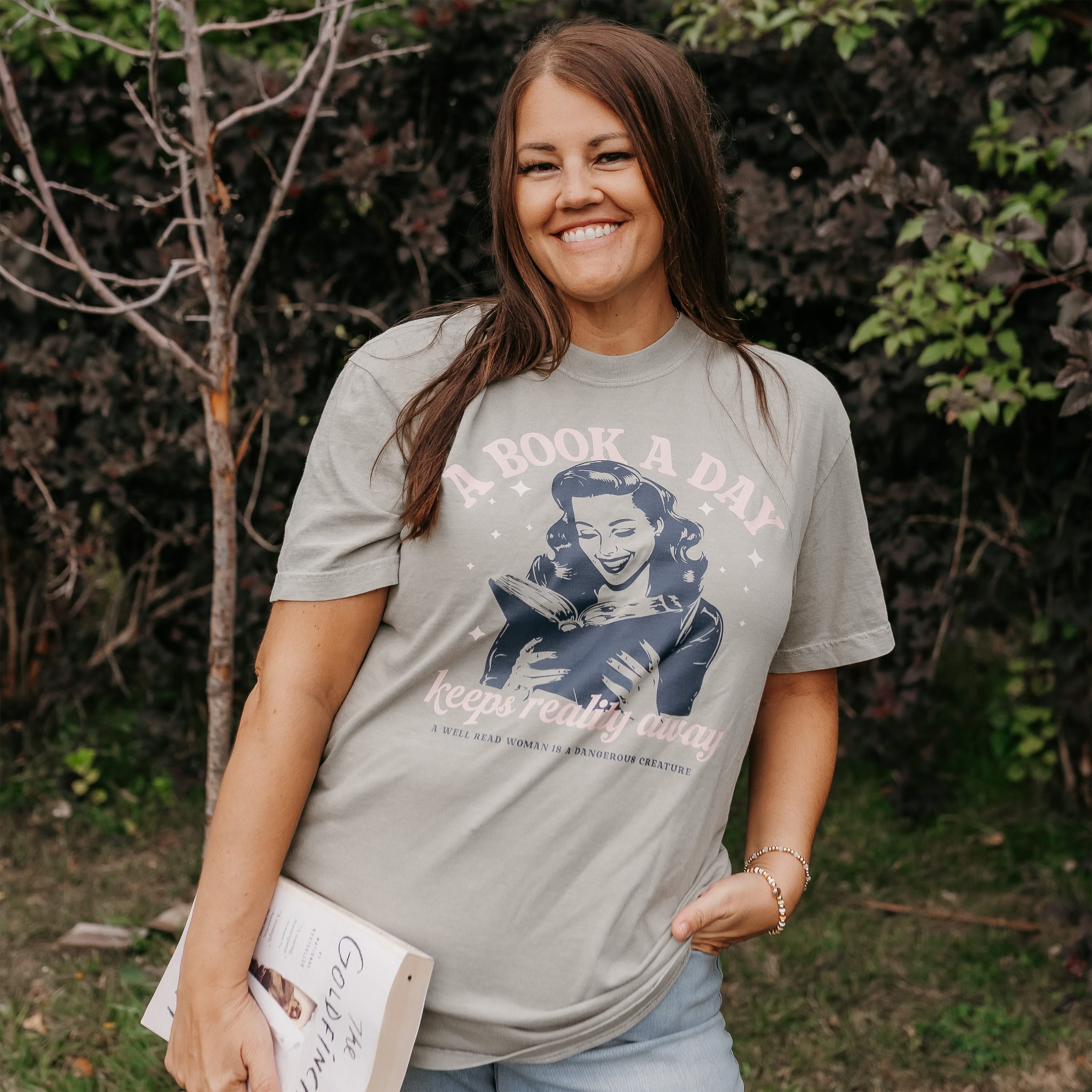 A Book A Day Keeps Reality Away - Comfort Colors Tee Little Mama Shirt Shop