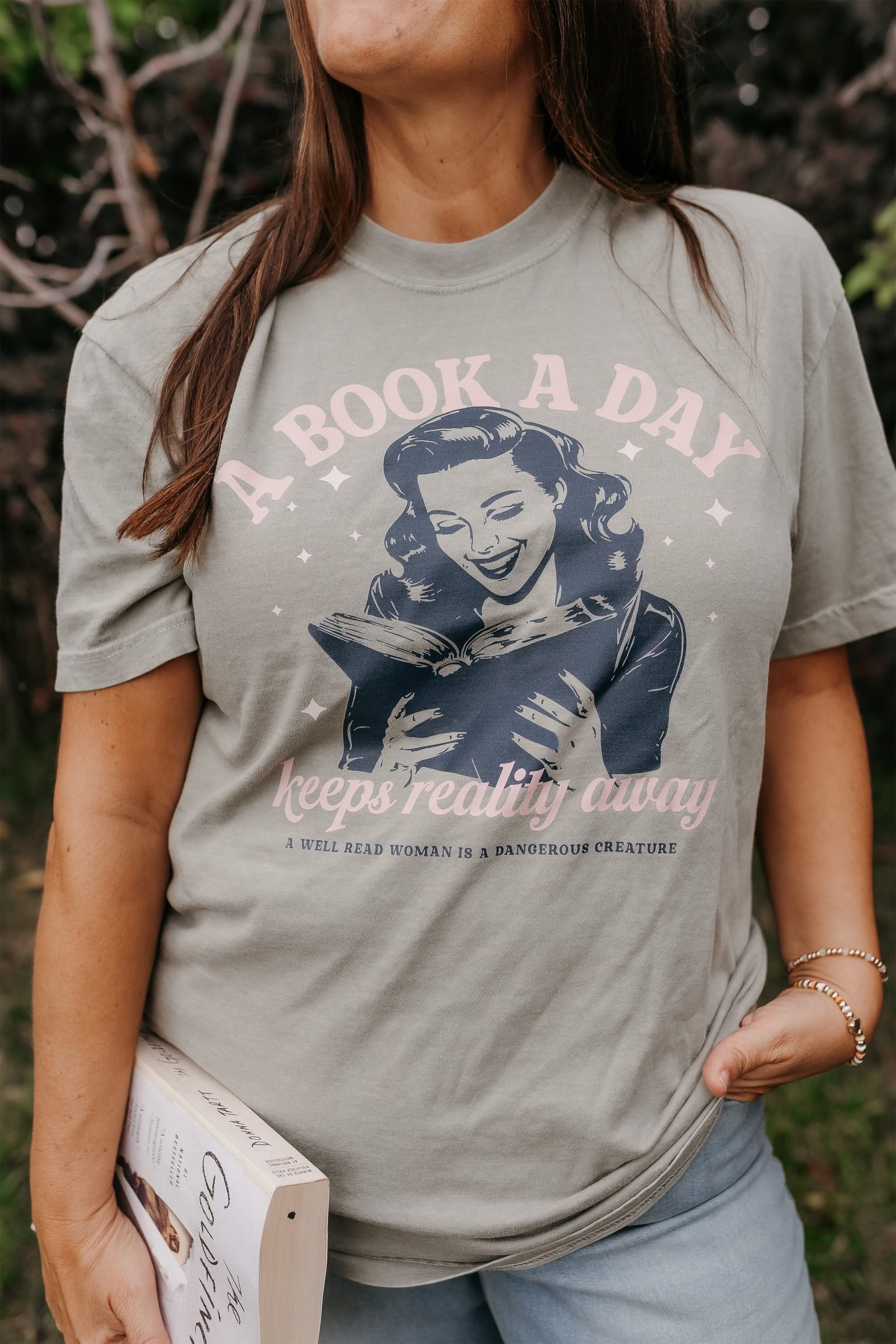 A Book A Day Keeps Reality Away - Comfort Colors Tee Little Mama Shirt Shop