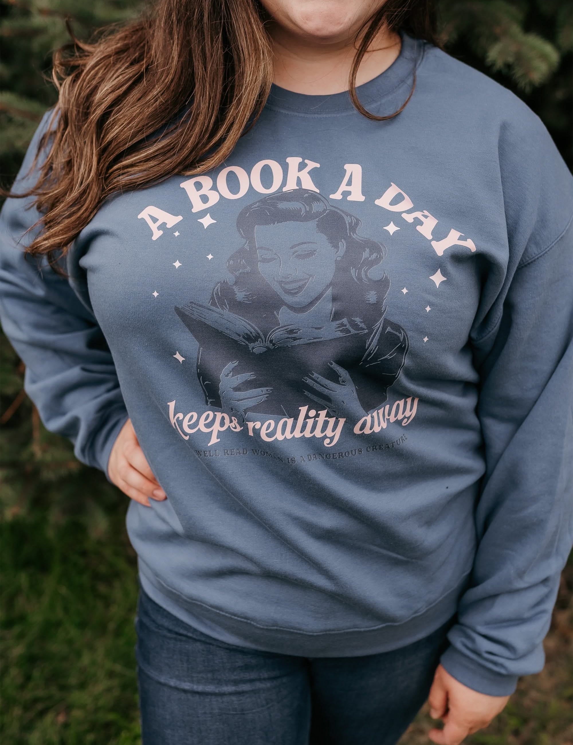 A Book A Day Keeps Reality Away - Basic Fleece Little Mama Shirt Shop LLC
