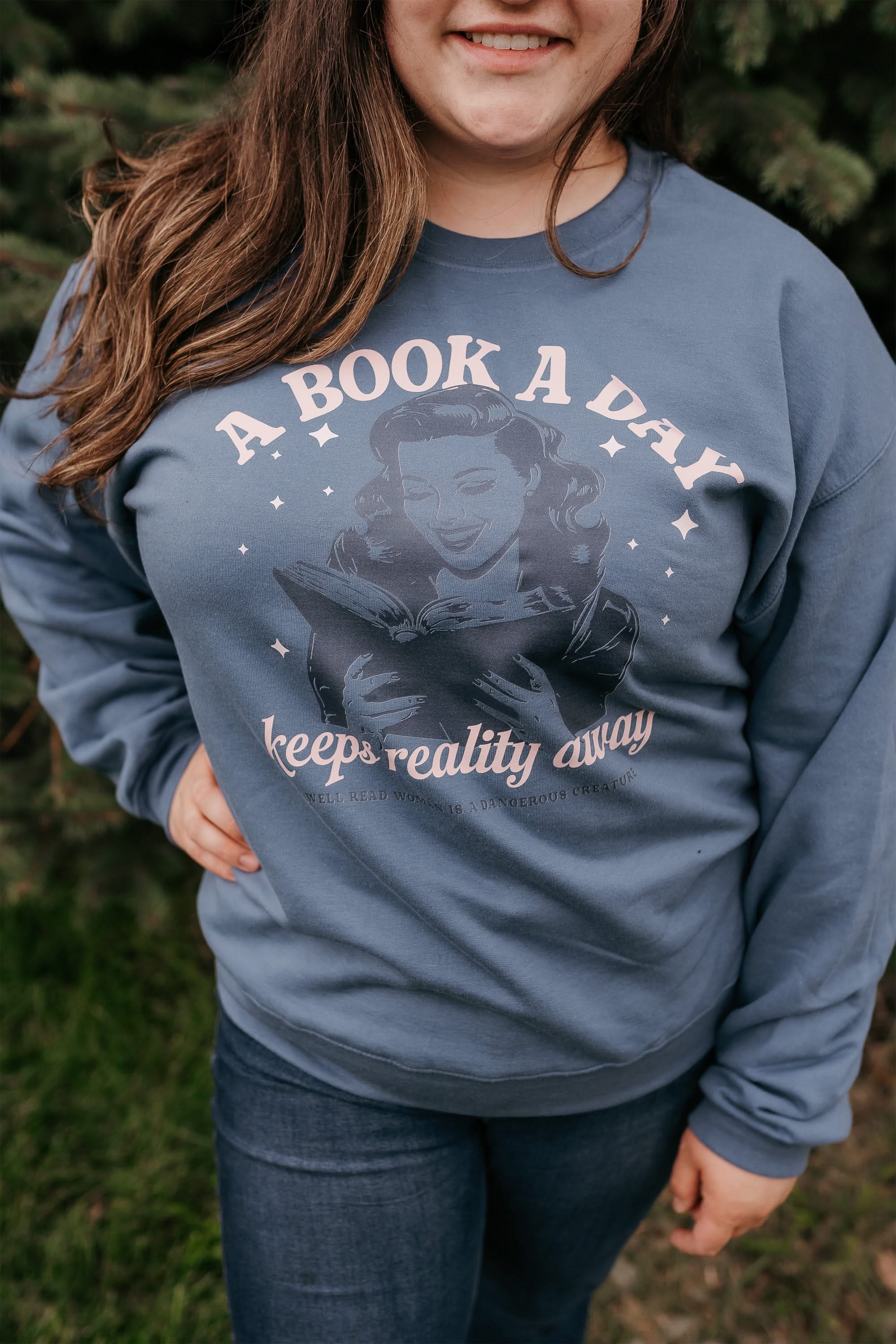 A Book A Day Keeps Reality Away - Basic Fleece Little Mama Shirt Shop LLC