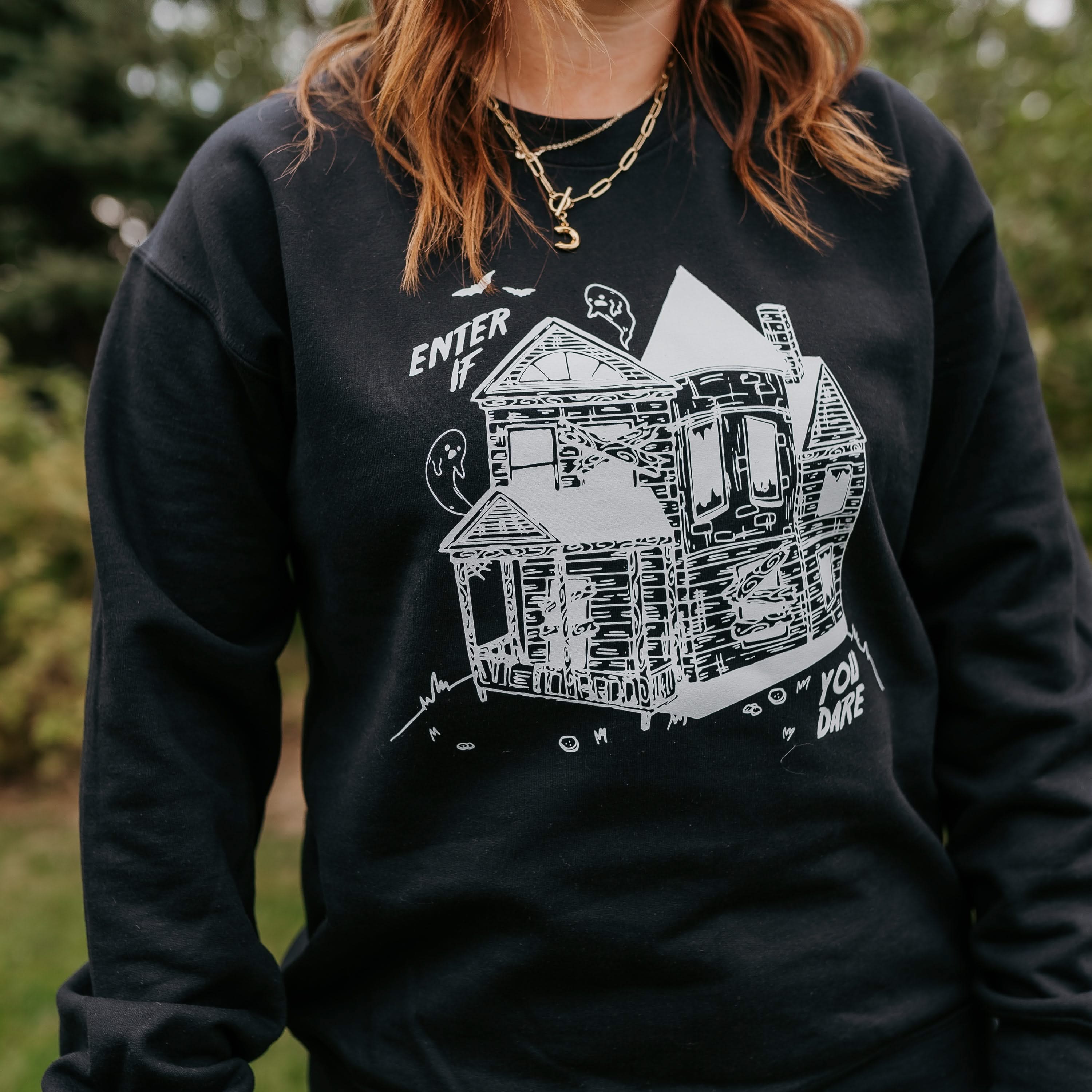 Enter If You Dare - Black Basic Fleece Little Mama Shirt Shop LLC