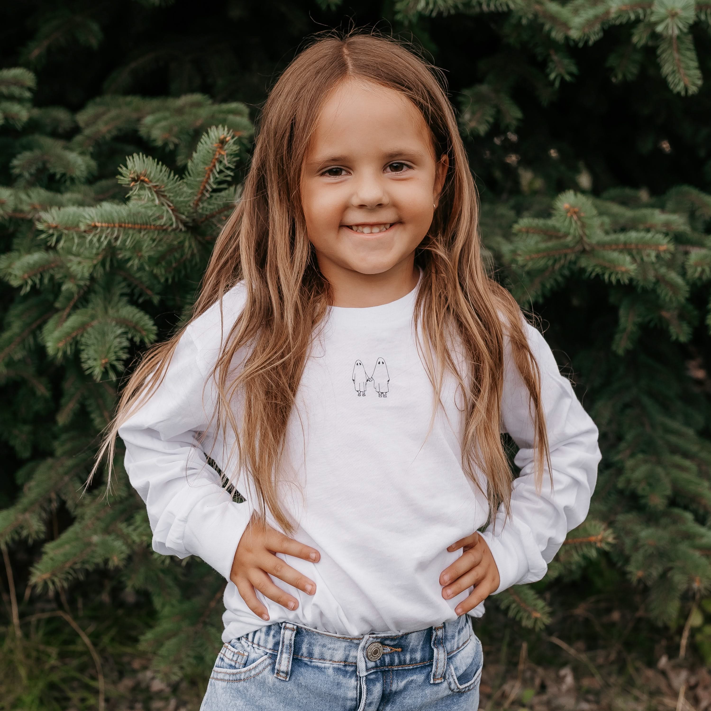 The Official Spooky Society - White Child Long Sleeve Tee Little Mama Shirt Shop