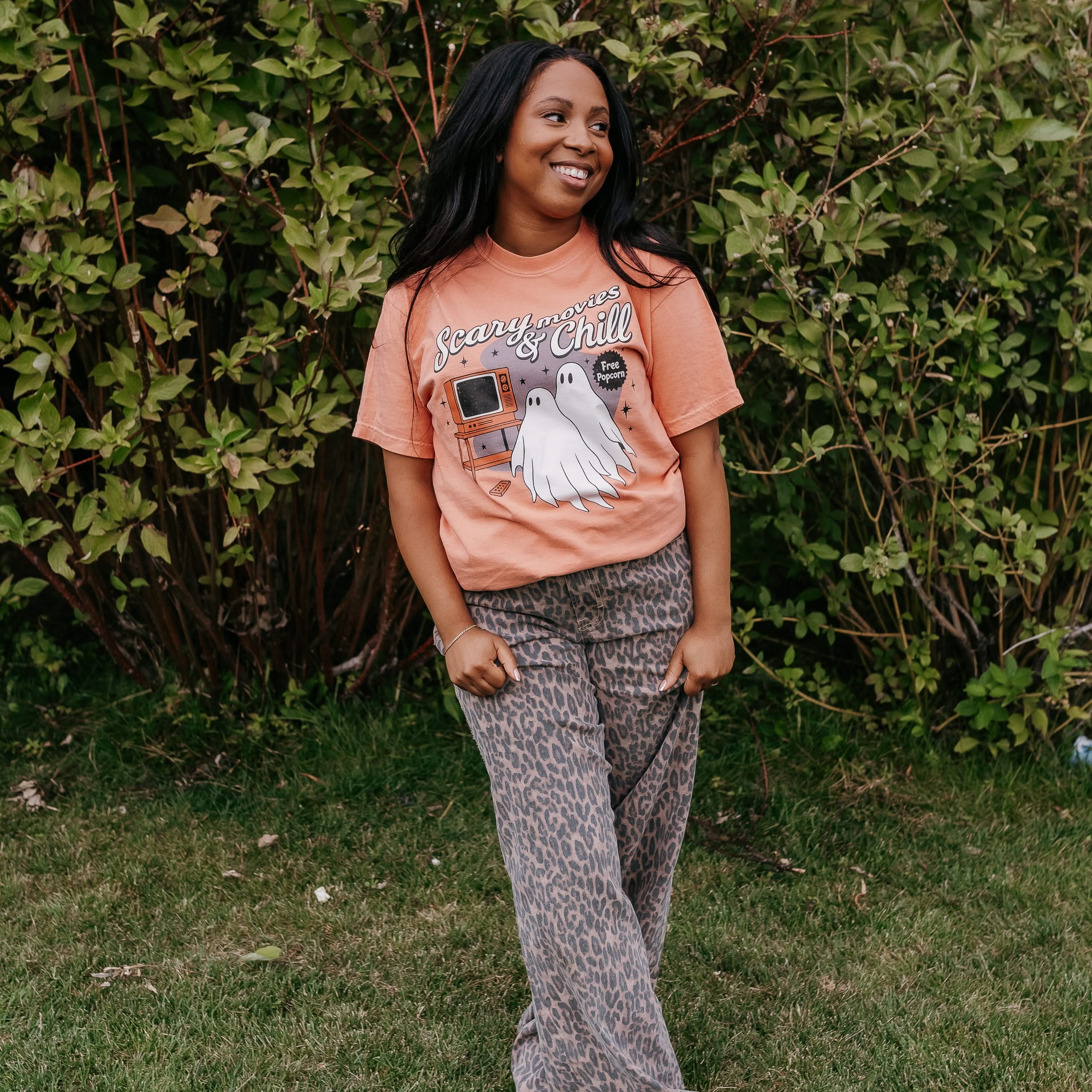 Scary Movies and Chill - Comfort Colors Tee Little Mama Shirt Shop