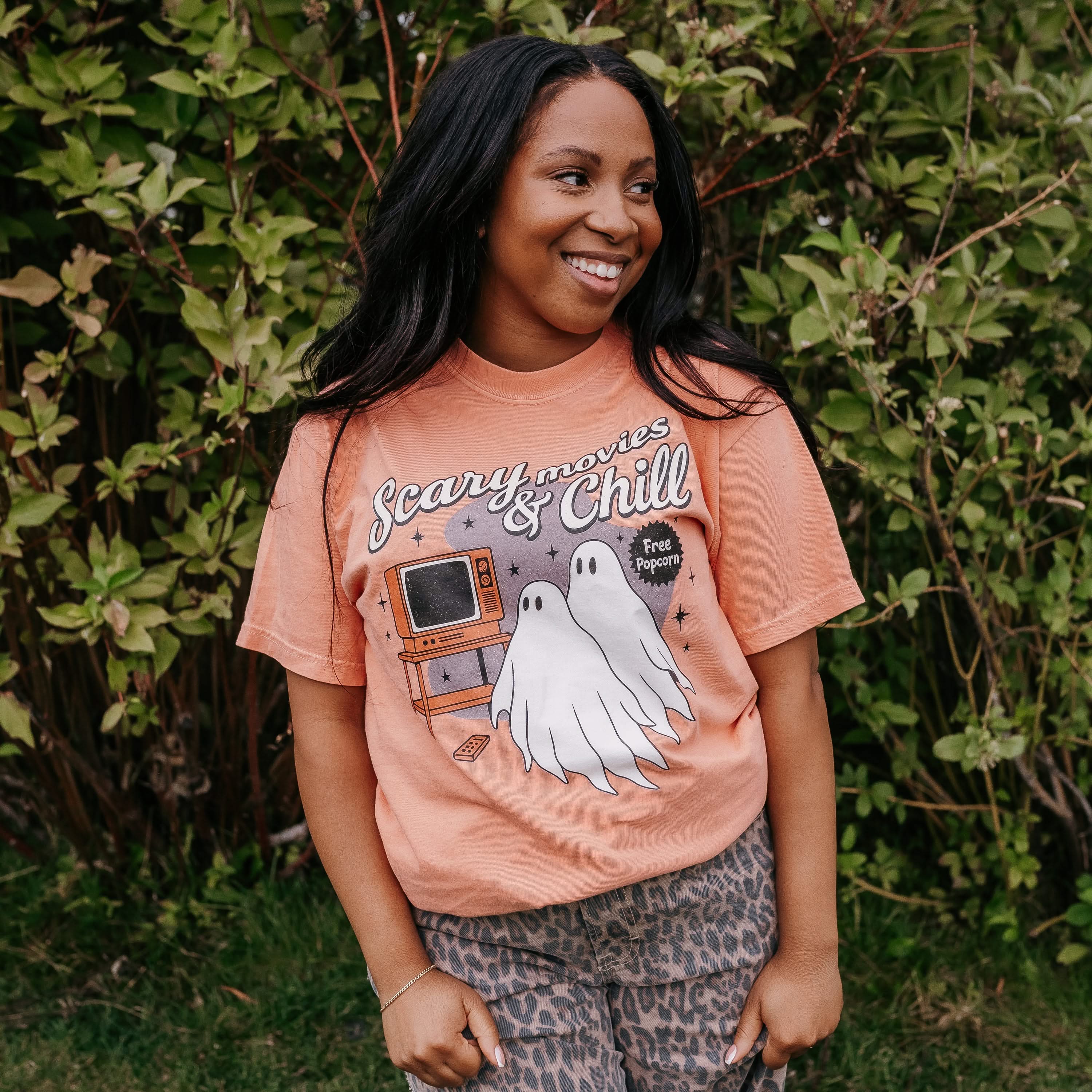 Scary Movies and Chill - Comfort Colors Tee Little Mama Shirt Shop