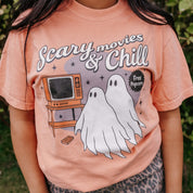 Scary Movies and Chill - Comfort Colors Tee Little Mama Shirt Shop