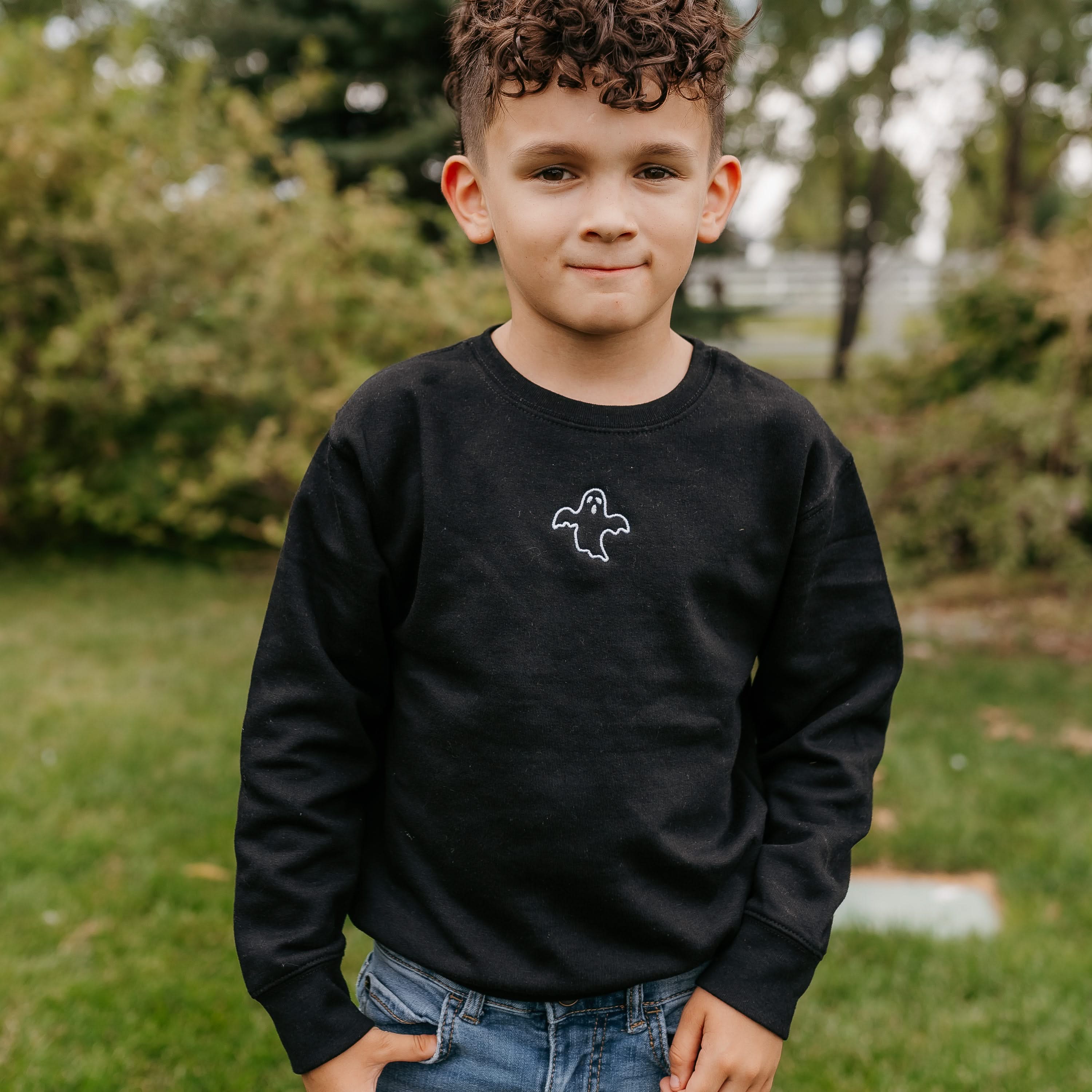Haunting Ghost - Black Child Sweater Little Mama Shirt Shop