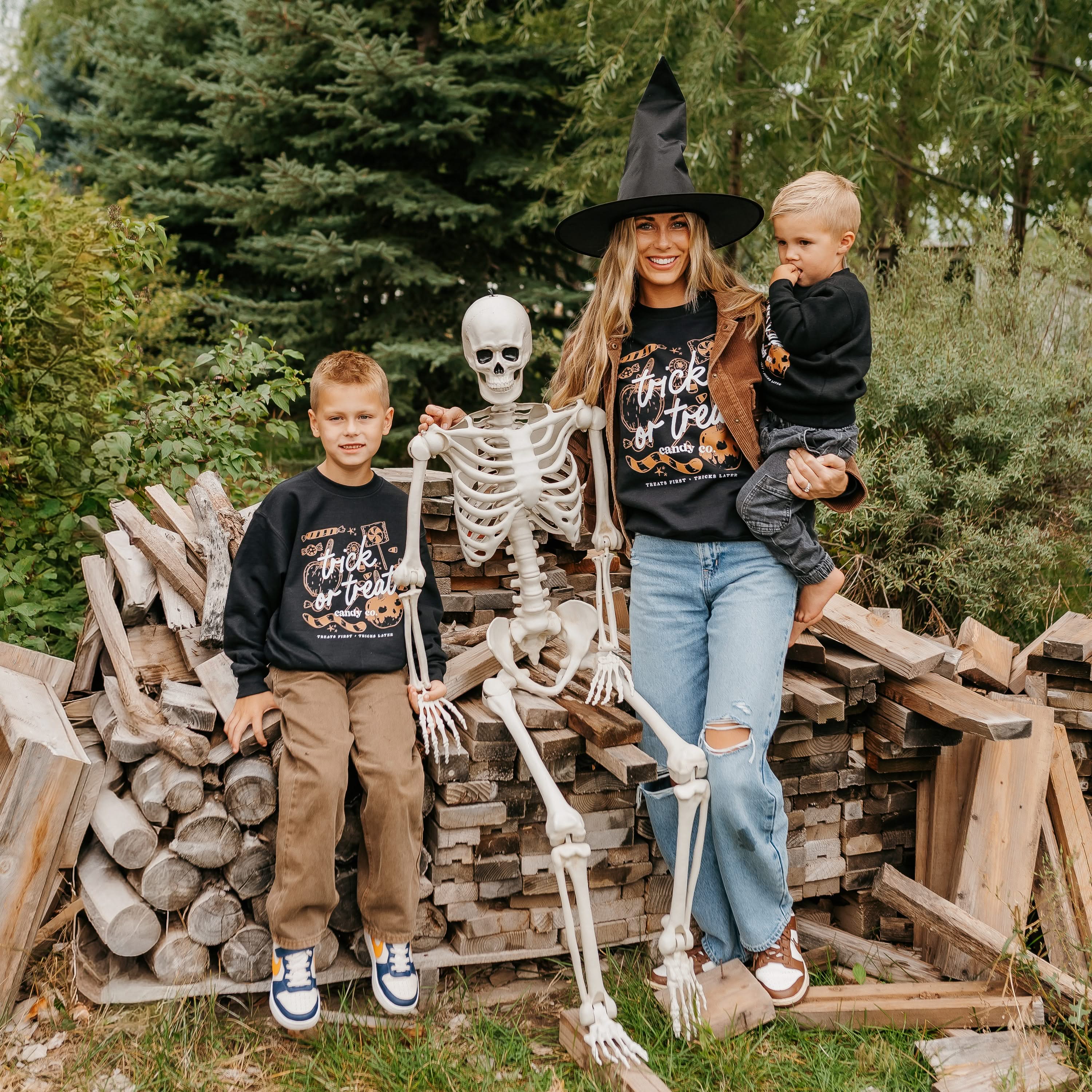 Trick or Treat Candy Co. - Set of 2 Black Basic Fleece Sweaters Little Mama Shirt Shop