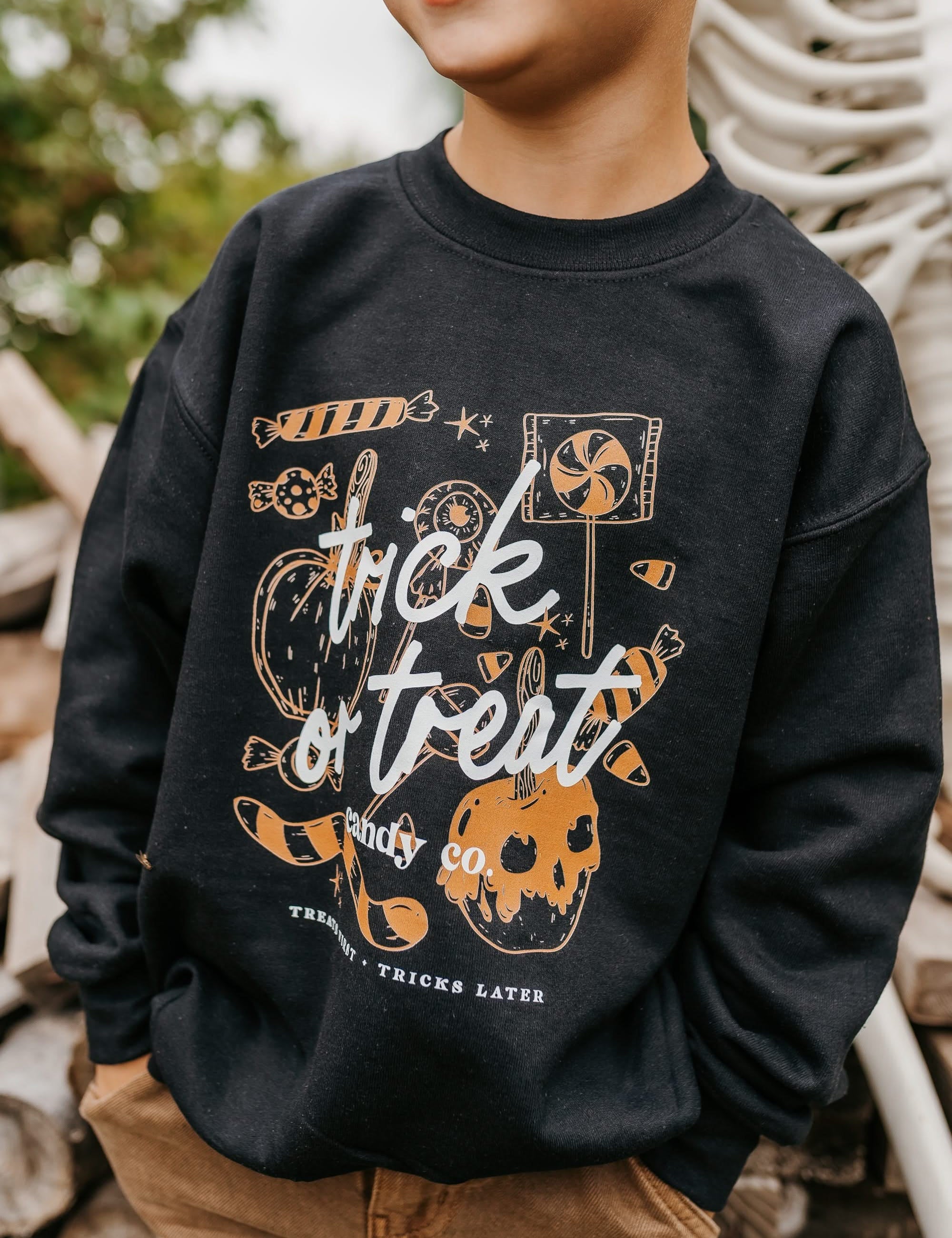 Trick or Treat Candy Co. - Black Child Sweater Little Mama Shirt Shop