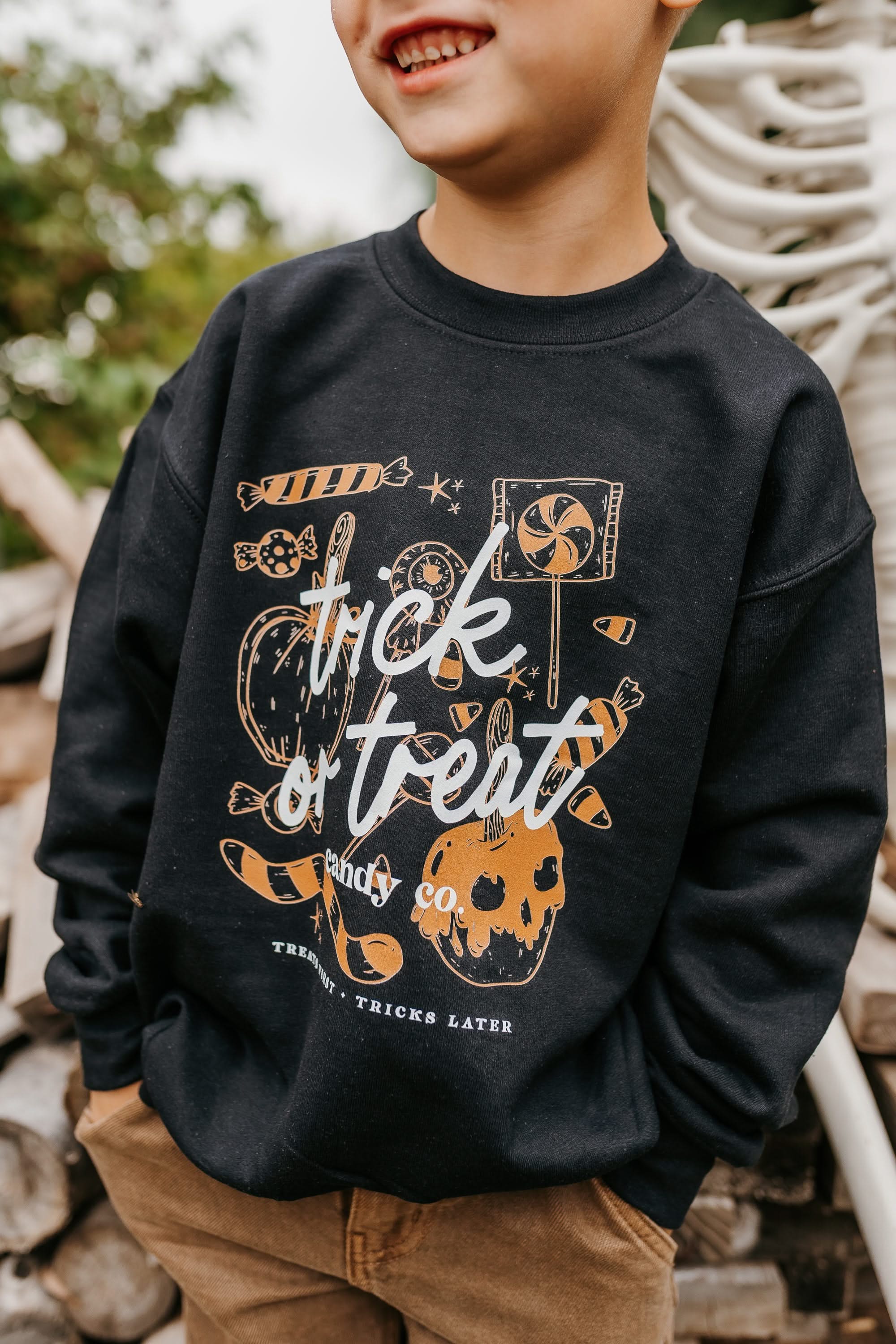 Trick or Treat Candy Co. - Black Child Sweater Little Mama Shirt Shop