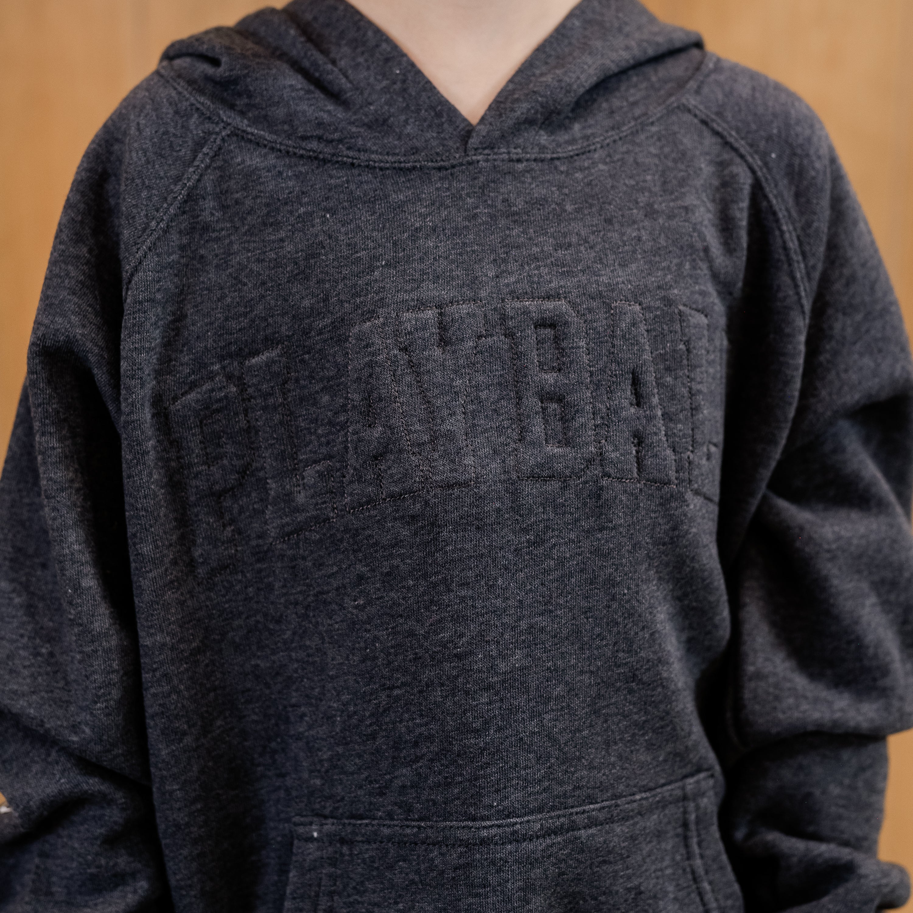 Printed Tone on Tone Child HOODIE - Play Ball (elbow) - Custom Number (back) Little Mama Shirt Shop LLC