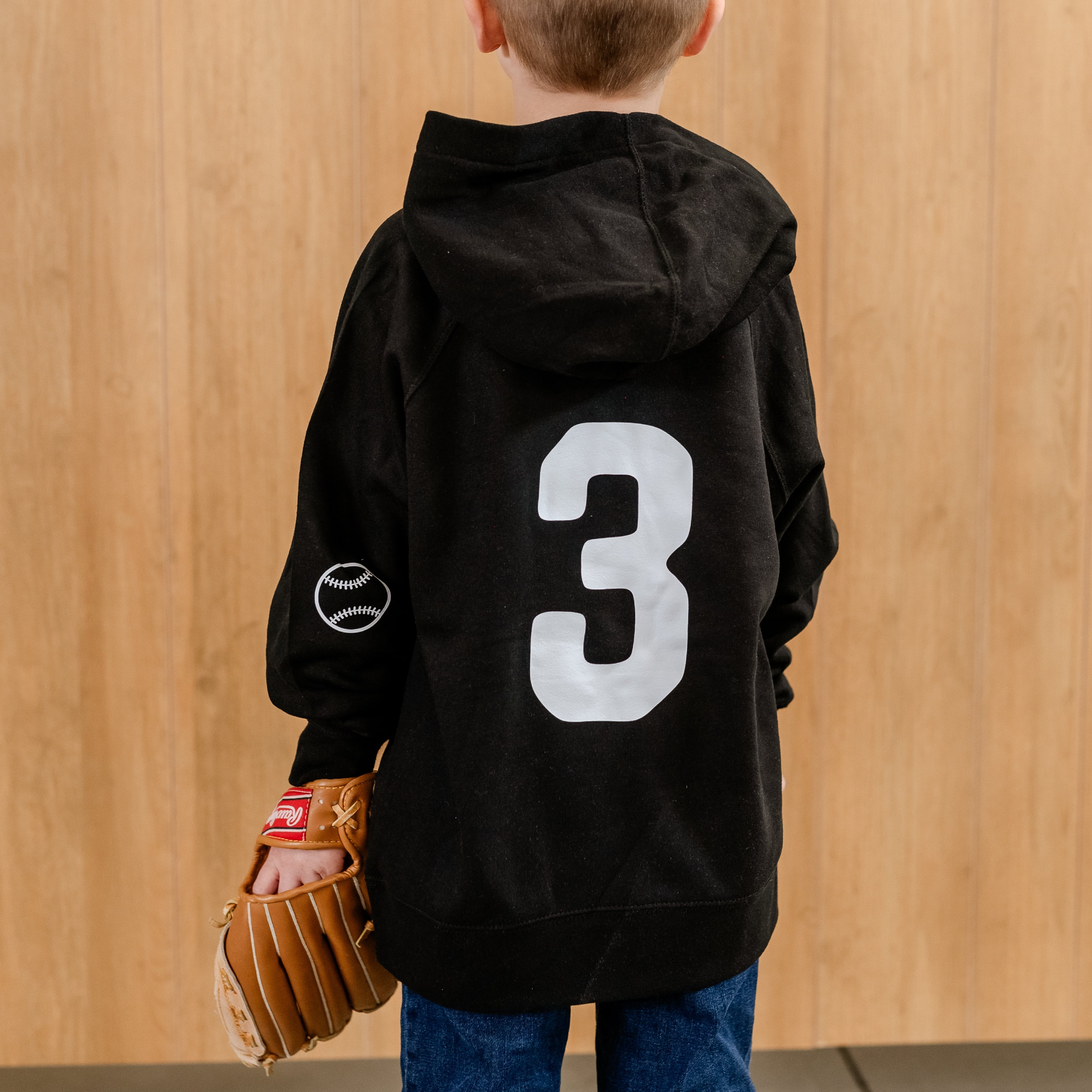 Baseball Season Est. 1845 (wd & elbow) - Custom Number (back) - Child HOODIE Little Mama Shirt Shop LLC