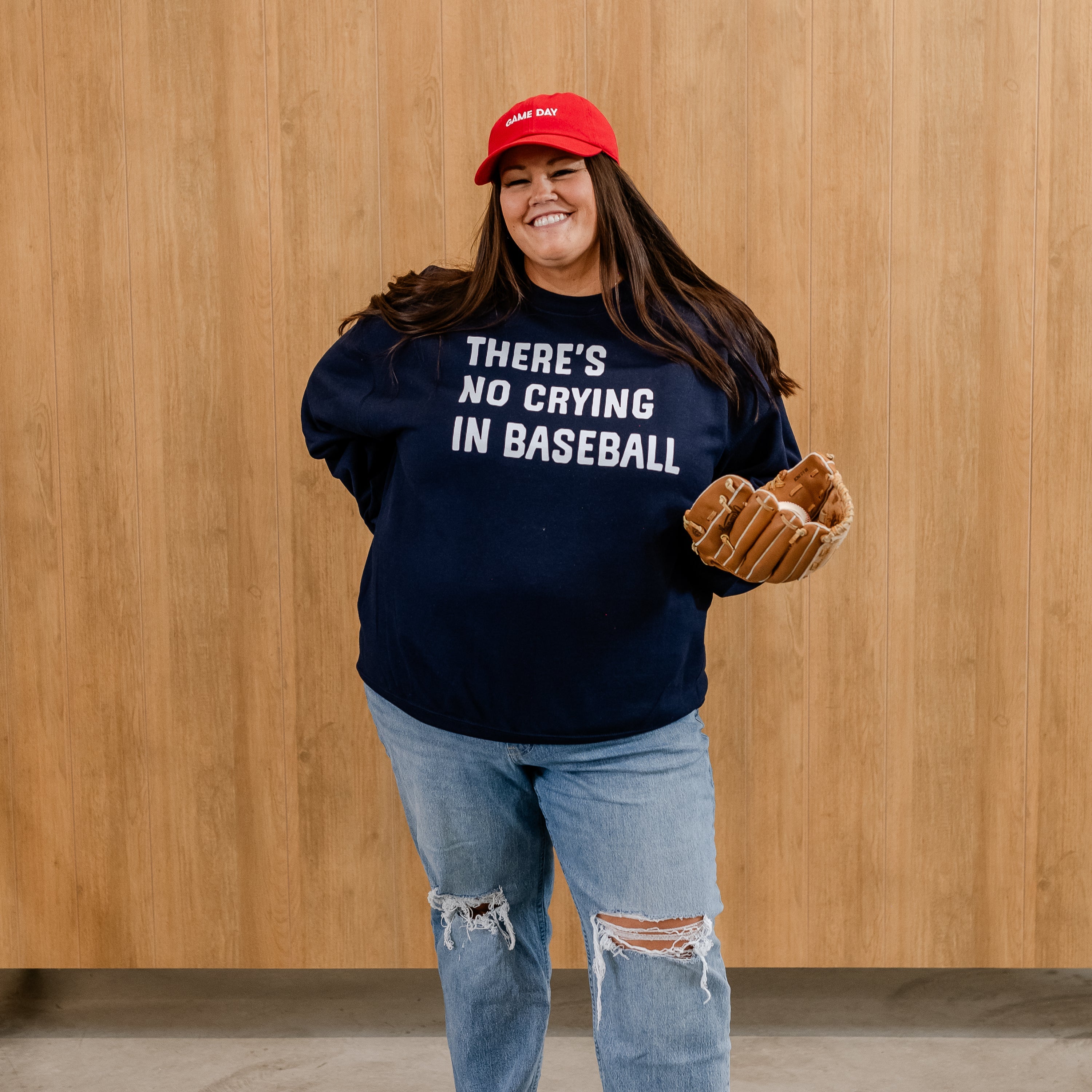 There's No Crying In Baseball (elbows) - Custom Number (back) - BASIC Fleece Little Mama Shirt Shop LLC