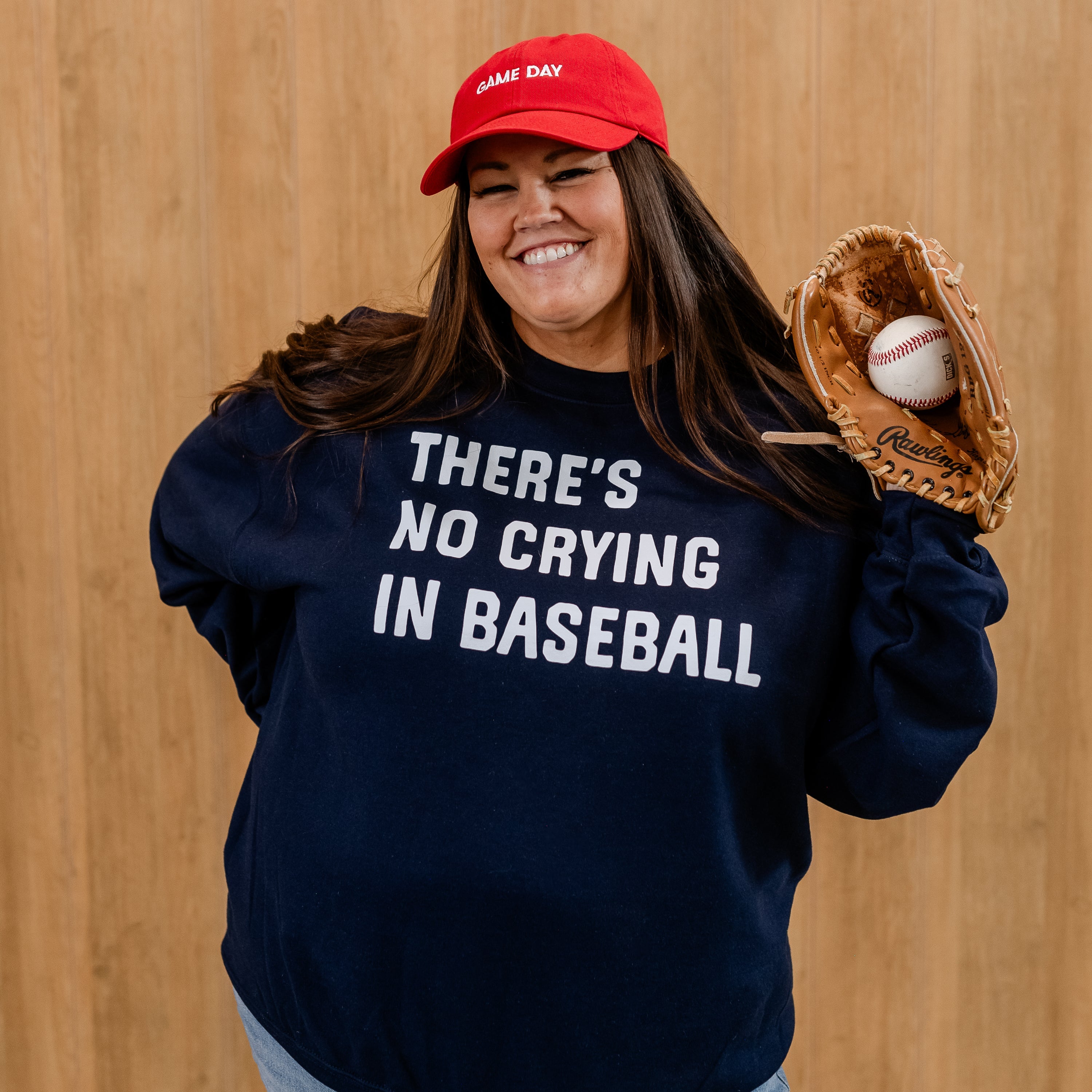 There's No Crying In Baseball (elbows) - Custom Number (back) - BASIC Fleece Little Mama Shirt Shop LLC