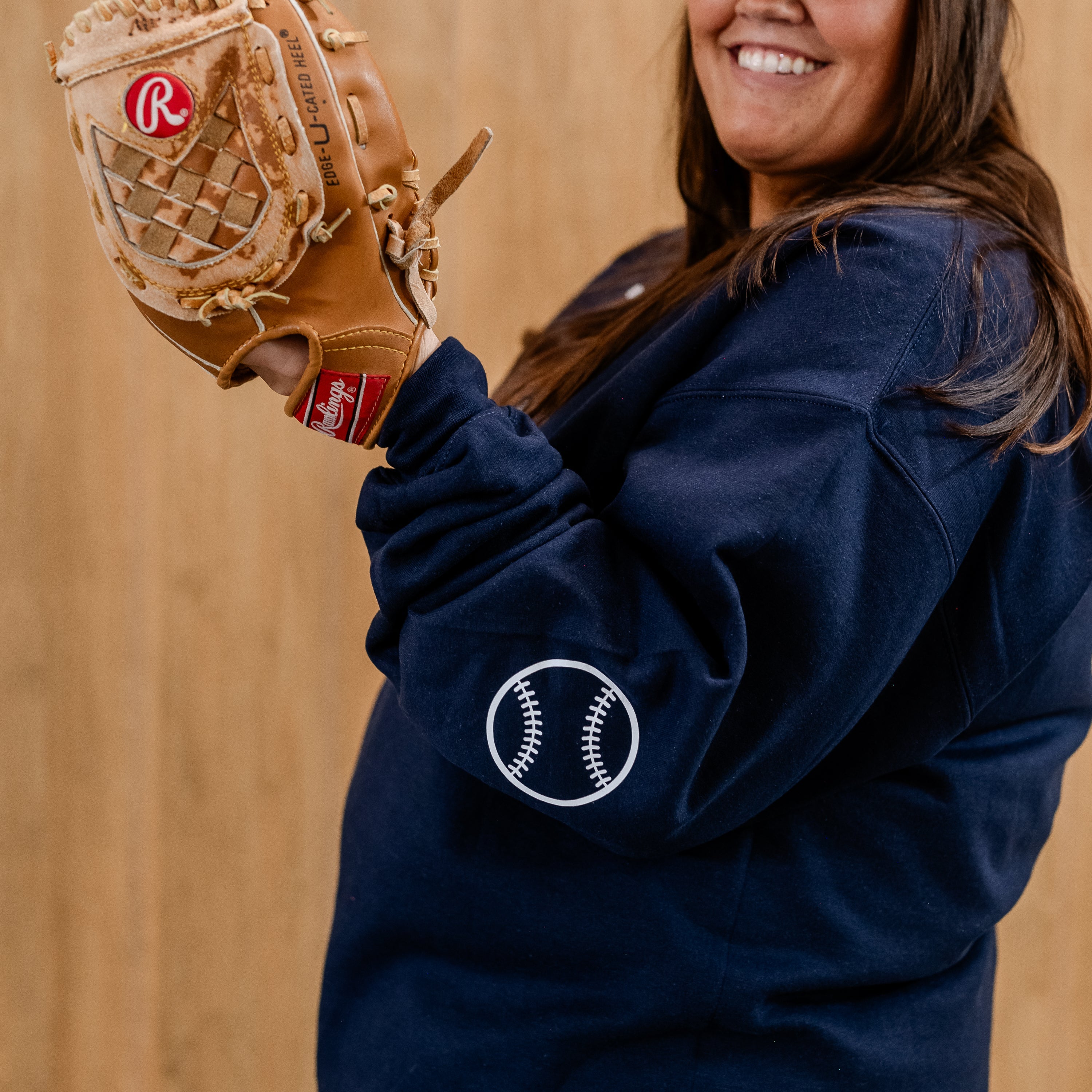 There's No Crying In Baseball (elbows) - Custom Number (back) - BASIC Fleece Little Mama Shirt Shop LLC