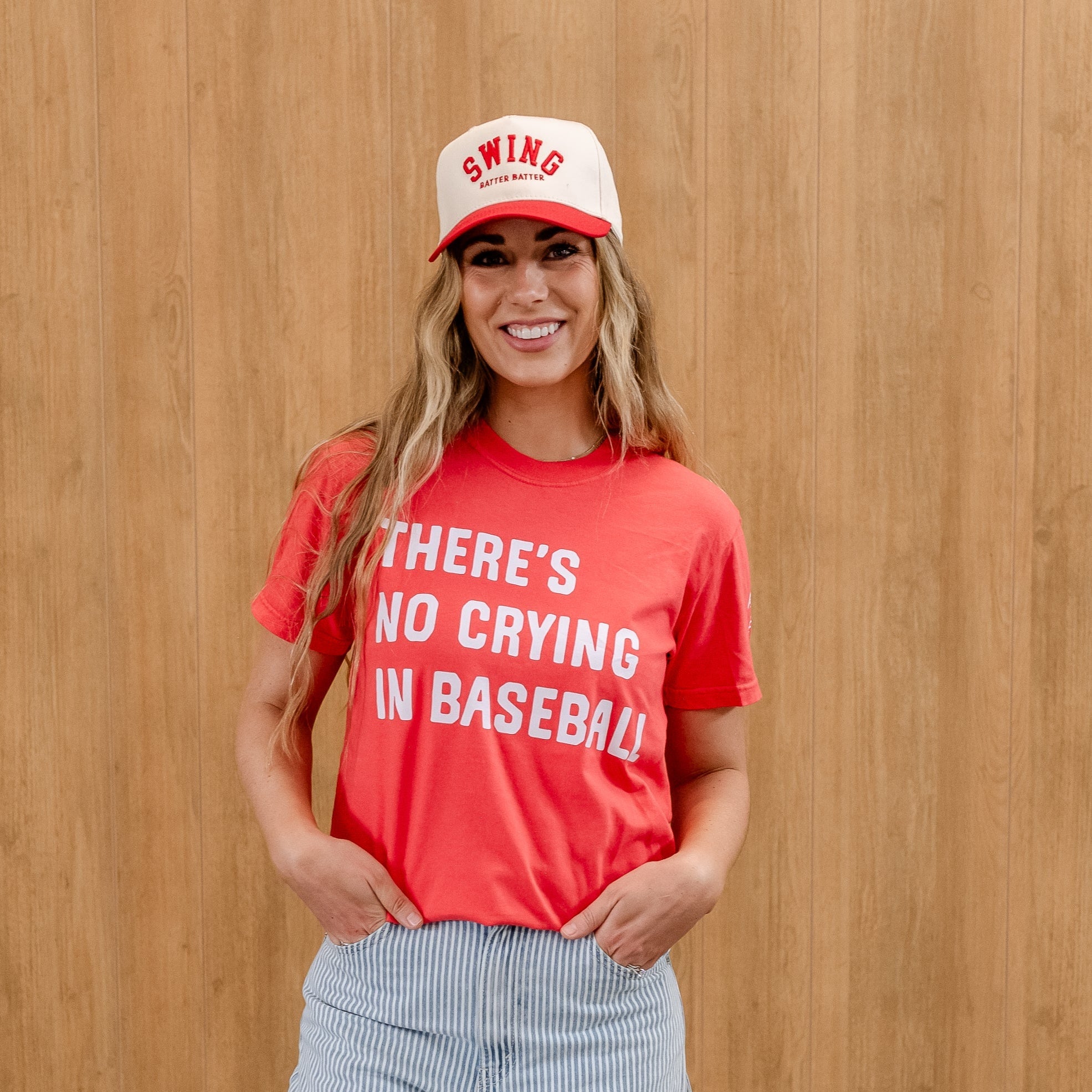 There's No Crying In Baseball (sd) - Custom Number (back) - Comfort Colors Tee Little Mama Shirt Shop