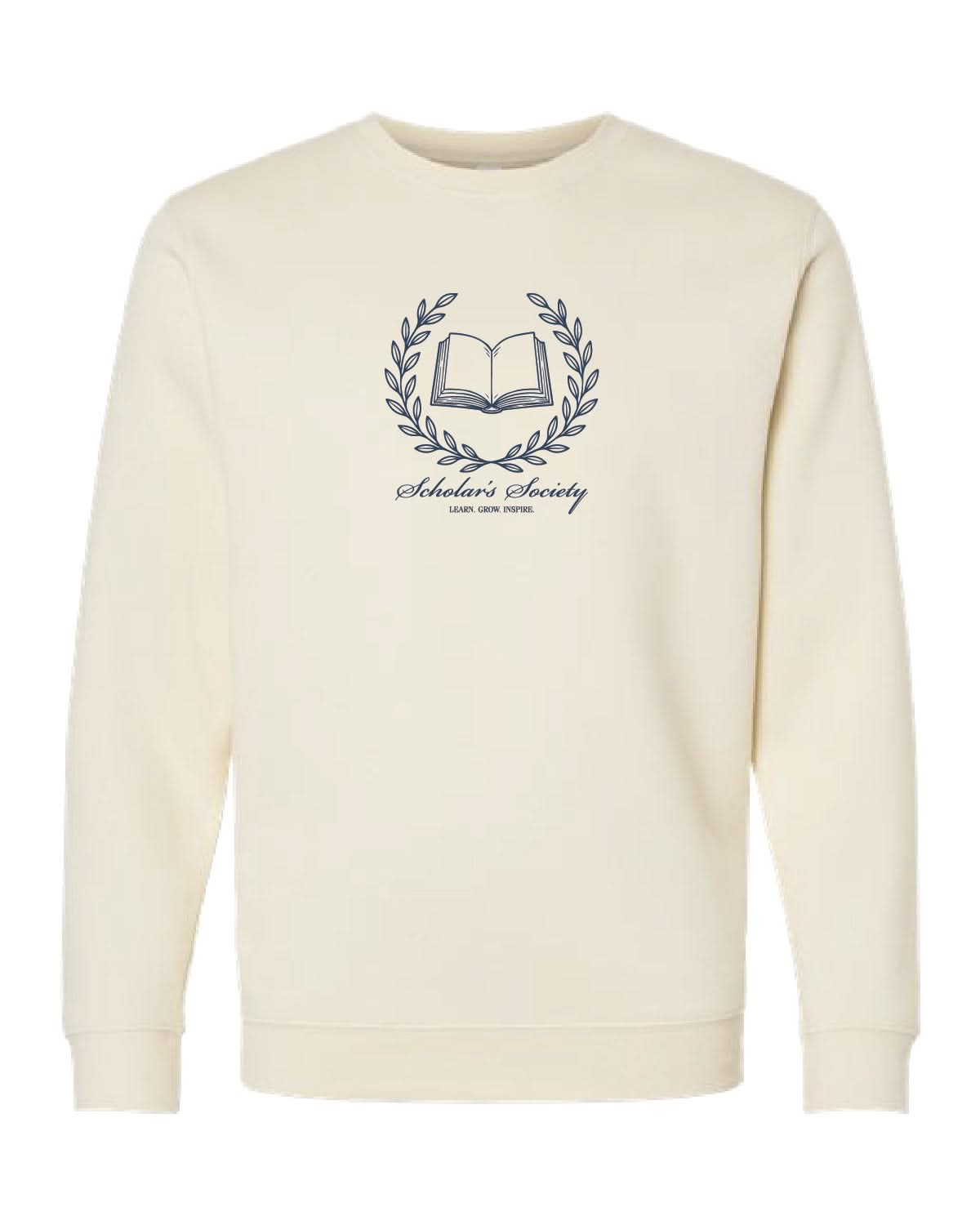 Scholar's Society Embroidered - Adult Crewneck Little Mama Shirt Shop LLC