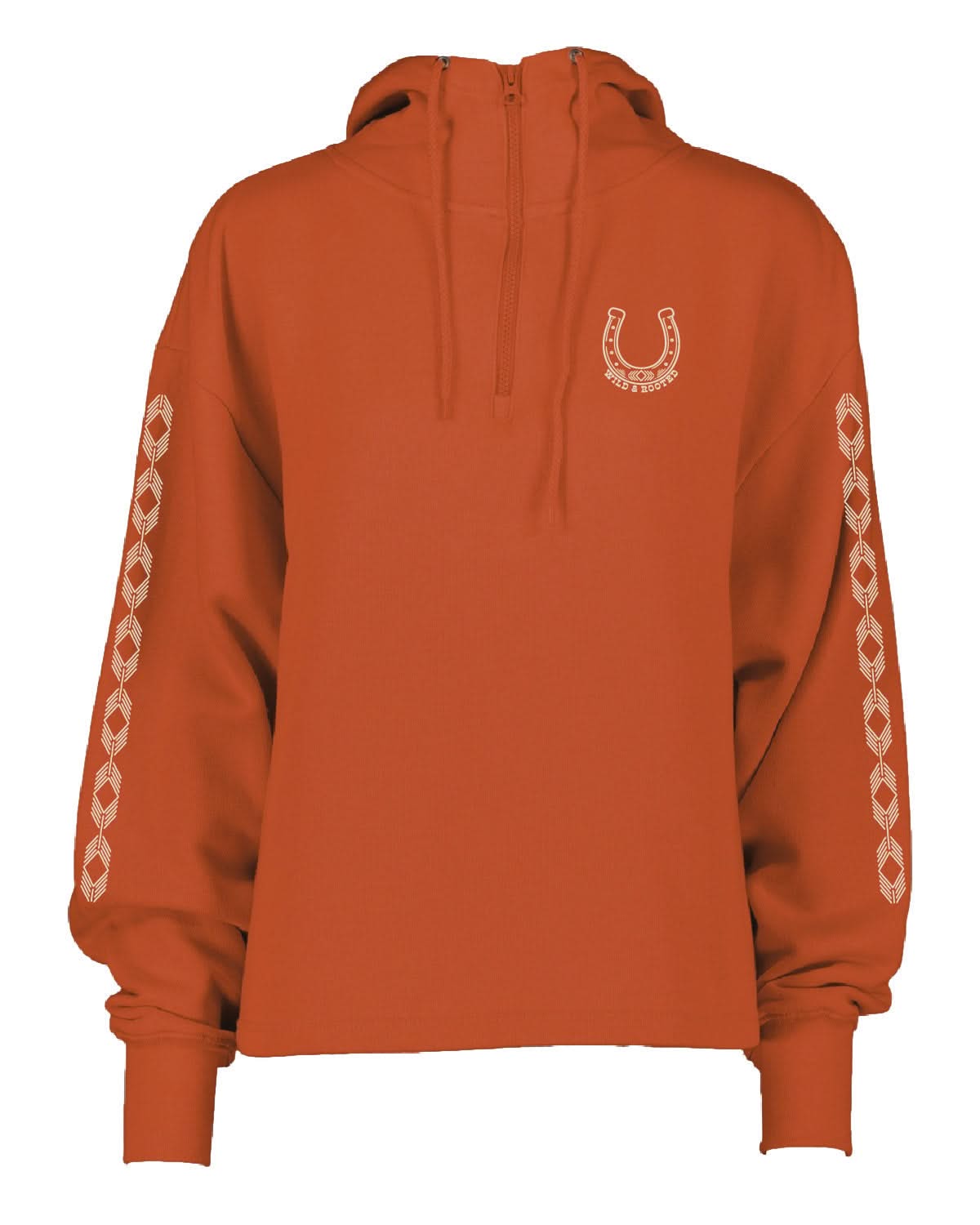 Wild and Rooted Embroidered Quarter-Zip | Adult Boxy Hooded Sweatshirt | Western Fall Little Mama Shirt Shop LLC