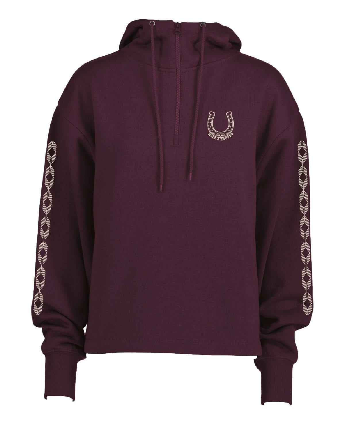 Wild and Rooted Embroidered Quarter-Zip | Adult Boxy Hooded Sweatshirt | Western Fall Little Mama Shirt Shop LLC