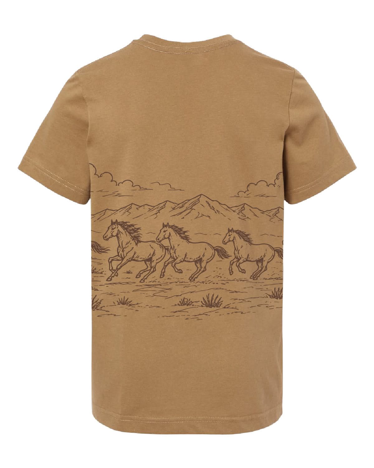Western Horse Print | Child Tee | Coyote Brown Little Mama Shirt Shop LLC