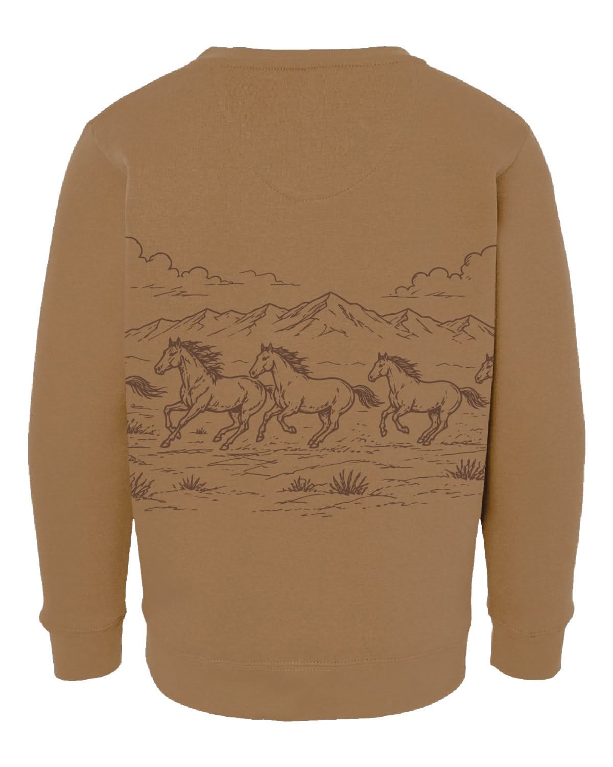 Western Horse Print | Child Crewneck Little Mama Shirt Shop LLC