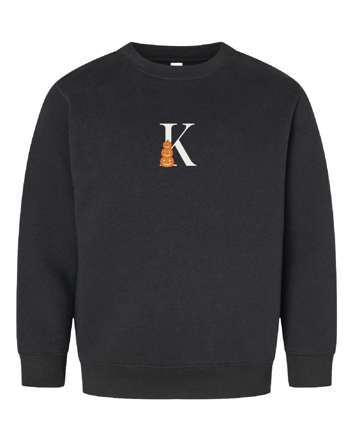 Halloween Initial Child Crewneck Little Mama Shirt Shop LLC