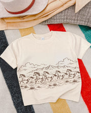 Western Horse Print | Child Tee Natural | Kids Western Shirt Little Mama Shirt Shop LLC