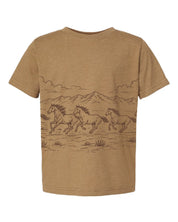 Western Horse Print | Child Tee | Coyote Brown Little Mama Shirt Shop LLC
