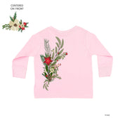 Poinsettia & Winter Flower Cascade (centered & b) - Child LONG SLEEVE Tee Little Mama Shirt Shop