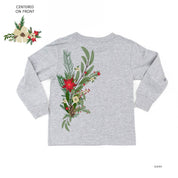Poinsettia & Winter Flower Cascade (centered & b) - Child LONG SLEEVE Tee Little Mama Shirt Shop