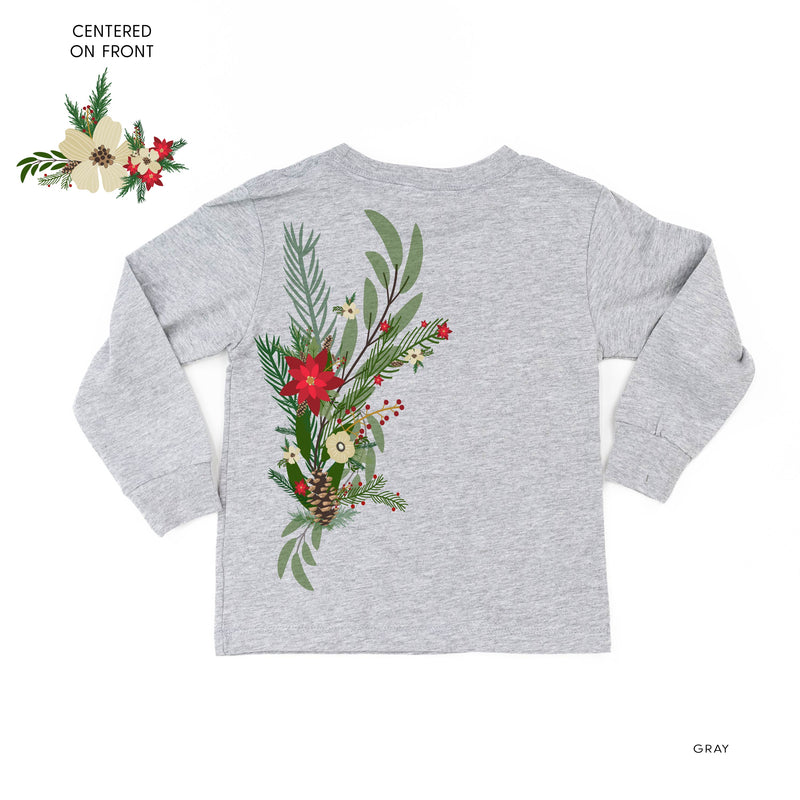 Poinsettia & Winter Flower Cascade (centered & b) - Child LONG SLEEVE Tee