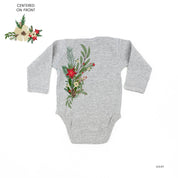 Poinsettia & Winter Flower Cascade (centered & b) - Child LONG SLEEVE Tee Little Mama Shirt Shop