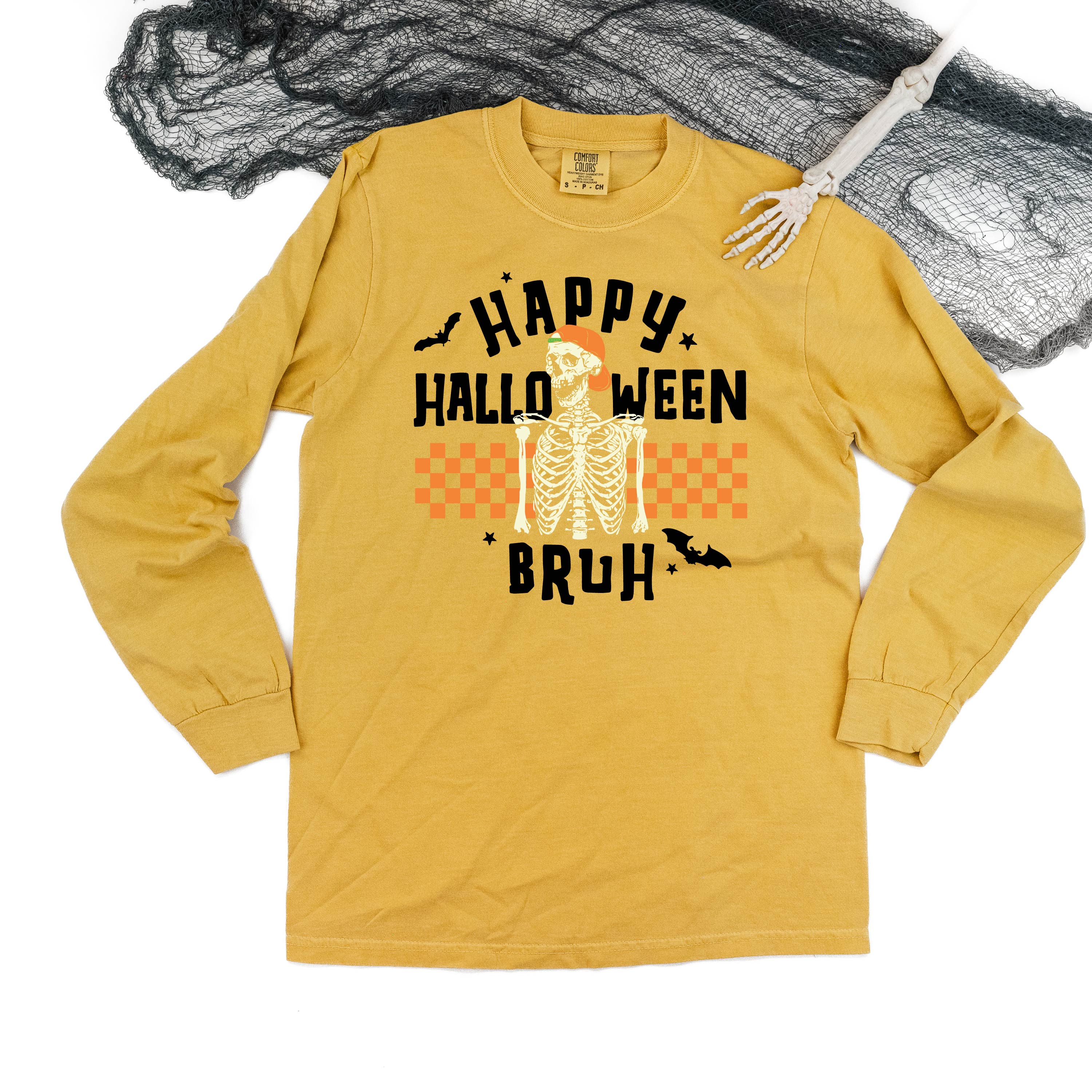 Happy Halloween Bruh - Long Sleeve Comfort Colors Tee Little Mama Shirt Shop