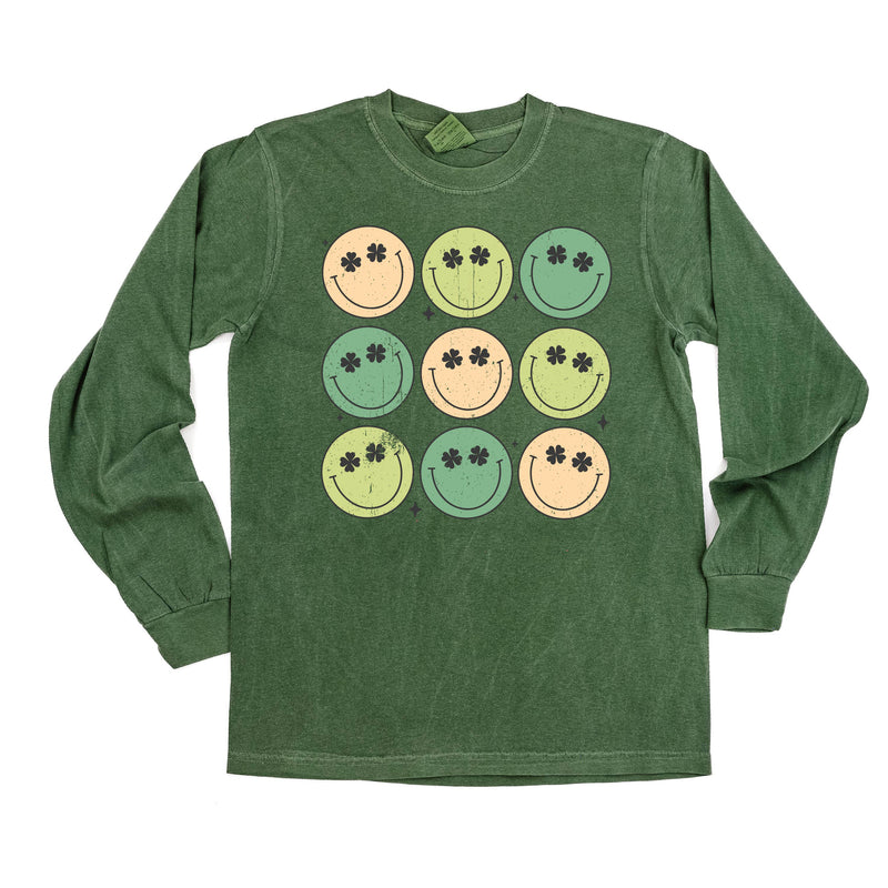 3x3 - St. Patrick's Day Smilies - LONG SLEEVE COMFORT COLORS TEE