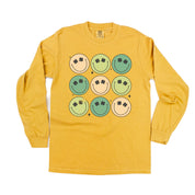 3x3 - St. Patrick's Day Smilies - Long Sleeve Comfort Colors Tee Little Mama Shirt Shop