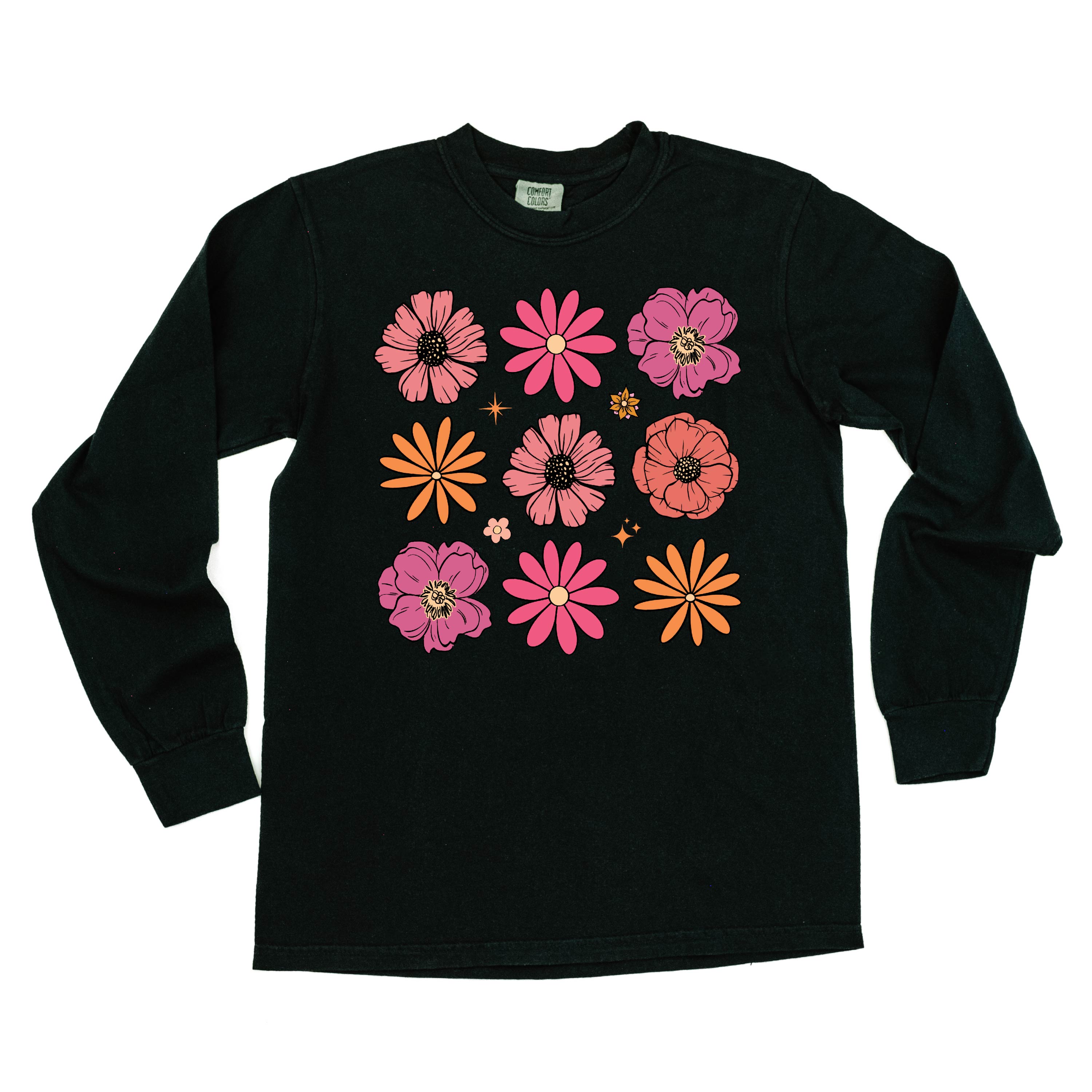 3x3 Spring Flowers - LONG SLEEVE Comfort Colors Tee Little Mama Shirt Shop
