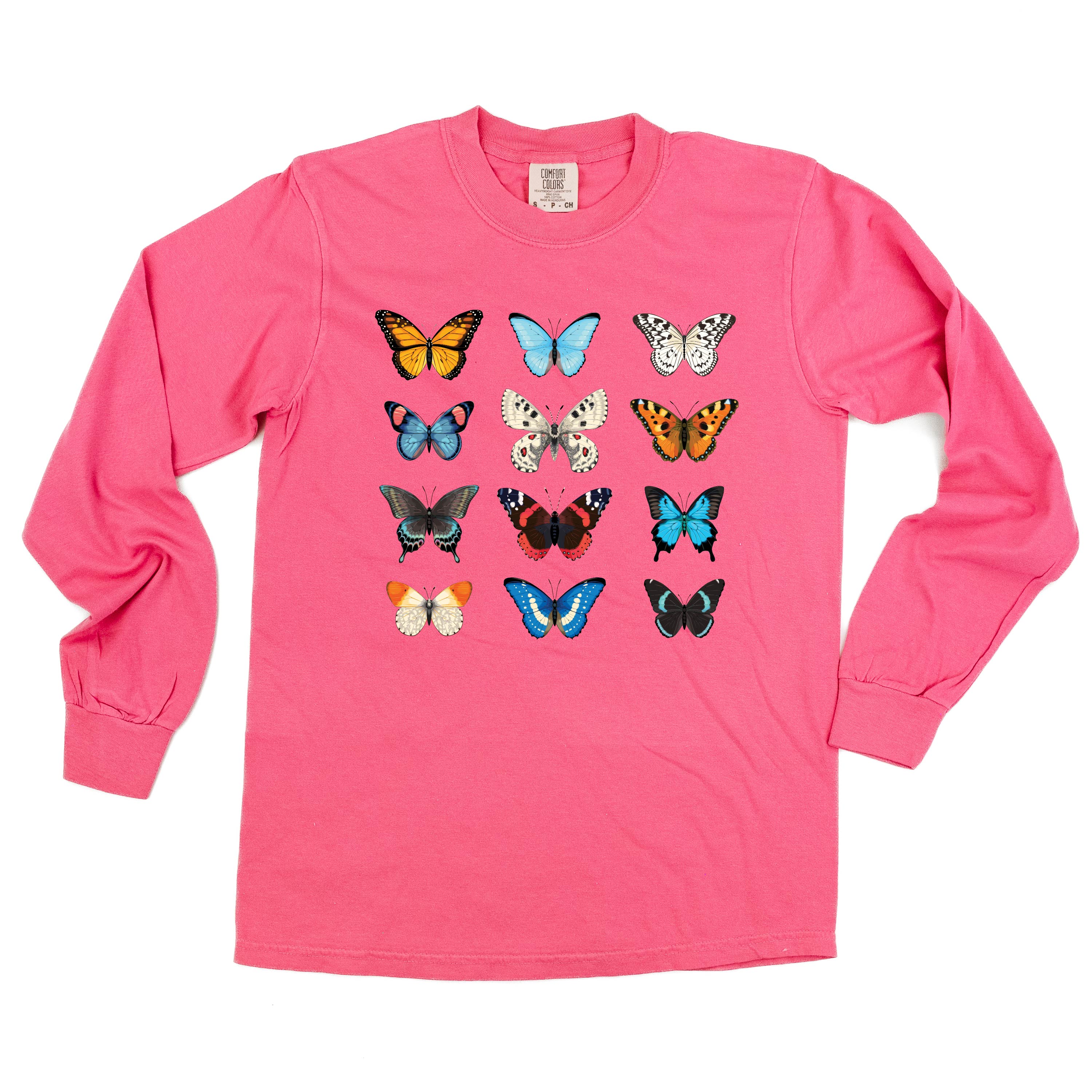 3x4 Butterfly Chart - Long Sleeve Comfort Colors Tee Little Mama Shirt Shop
