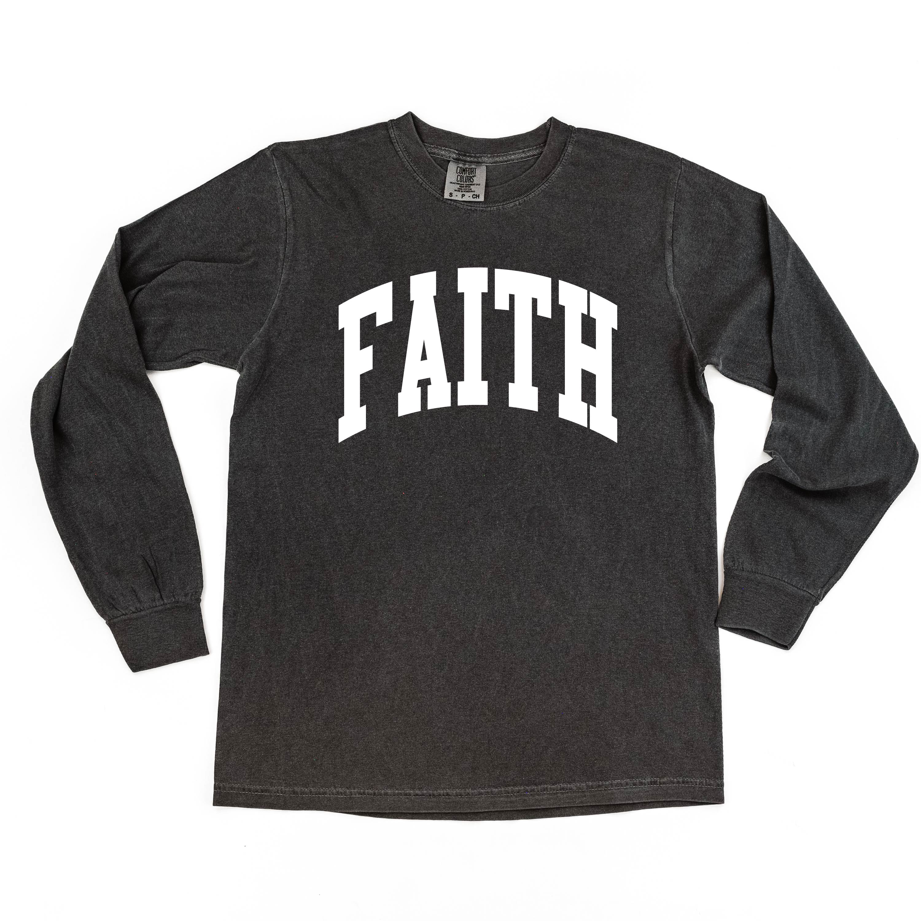 Arched Faith - Long Sleeve Comfort Colors Tee Little Mama Shirt Shop