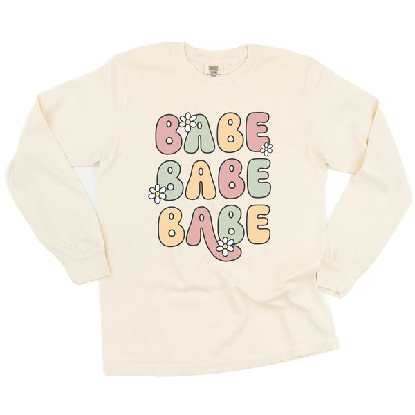 BABE x3 with Daisies - LONG SLEEVE COMFORT COLORS TEE