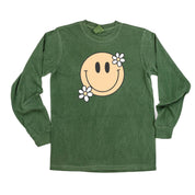 Big Smiley w/ Flowers - Long Sleeve Comfort Colors Tee Little Mama Shirt Shop