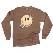 Big Smiley w/ Flowers - Long Sleeve Comfort Colors Tee Little Mama Shirt Shop