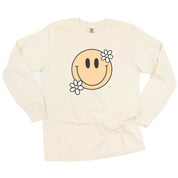 Big Smiley w/ Flowers - Long Sleeve Comfort Colors Tee Little Mama Shirt Shop